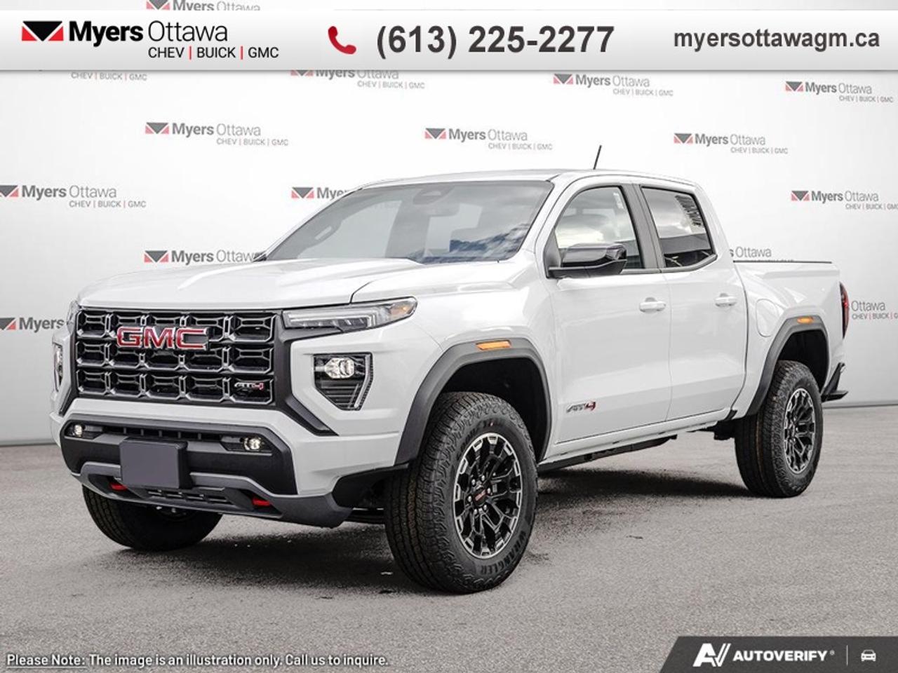 <br> <br>Significantly improved ride quality and impressively powerful drivetrains make this 2026 GMC Canyon an exceptional pick-up truck. <br> <br>Aimed at shoppers who desire the capability of a traditional pickup without the compromise of a full-size truck, this 2026 GMC Canyon is ready to take on whatever you throw at it. From work-site duties to intense off-road sessions, this Canyon is sure to never skip a beat!<br> <br>This Summit White Crew Cab 4X4 pickup has an Automatic transmission and is powered by a 310HP 2.7L 4 Cylinder Engine. <br> <br> Our Canyons trim level is AT4. This trim delivers premium comfort and cutting-edge technology, featuring an 11.3-inch Premium Infotainment System with Google Built-In, wireless Apple CarPlay and Android Auto, SiriusXM with 360L, Wi-Fi hotspot capability, and customizable profiles that keep entertainment and settings seamless. Heated power-adjustable front seats with lumbar support, dual-zone automatic climate control, rear air vents, remote vehicle start, soft-touch interior materials, and multiple USB charging ports create a refined and connected driving environment. Safety is advanced with Forward Collision Alert, Automatic Emergency Braking, Lane Keep Assist with Lane Departure Warning, Blind Zone Steering Assist with Trailering, Rear Cross Traffic Braking, Rear Park Assist, an HD Rear Vision Camera, Following Distance Indicator, Teen Driver mode, and StabiliTrak stability control providing confidence on every journey. This vehicle has been upgraded with the following features: Wireless Charging, Premium Package.<br><br> <br>To apply right now for financing use this link: <a href=https://creditonline.dealertrack.ca/Web/Default.aspx?Token=b35bf617-8dfe-4a3a-b6ae-b4e858efb71d&Lang=en target=_blank>https://creditonline.dealertrack.ca/Web/Default.aspx?Token=b35bf617-8dfe-4a3a-b6ae-b4e858efb71d&Lang=en</a><br><br> <br/>    4.79% financing for 84 months. <br> Buy this vehicle now for the lowest bi-weekly payment of <b>$454.69</b> with $0 down for 84 months @ 4.79% APR O.A.C. ( taxes included, **Rebates may not be applicable on all purchase types [cash, lease, or finance]. Eligibility and conditions may vary. Please see dealer for full details and confirmation of eligibility.   ).  Incentives expire 2026-04-30.  See dealer for details. <br> <br><br> Come by and check out our fleet of 50+ used cars and trucks and 170+ new cars and trucks for sale in Ottawa.  o~o
