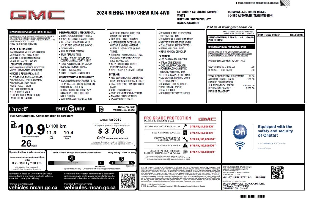 2024 GMC Sierra 1500 AT4 3.0L DIESEL | ADAPTIVE CRUISE CONTROL | OFF-ROAD S Photo