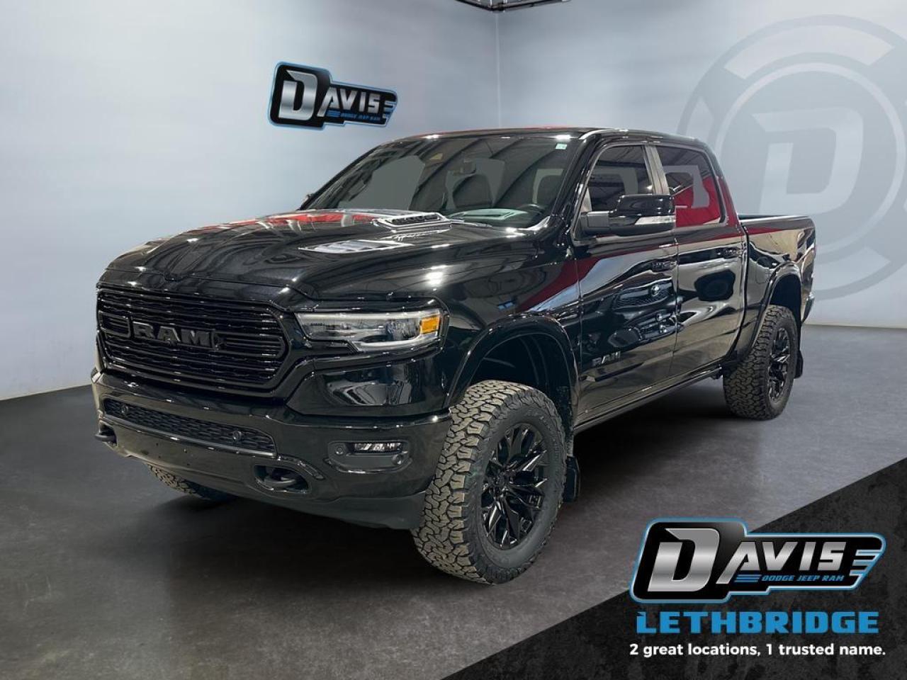 <b>4" BDS Lift - 35" Wheels - Panoramic Sunroof - Harman Kardon Sound - Night Edition - Adaptive Cruise Control <br /><br /> <br /></b><br /> Work, play, and adventure are what the 2022 Ram 1500 was designed to do. This 2022 Ram 1500 is for sale today in Lethbridge. <br /> <br />The 2022 Ram 1500 does more than dominate the North American truck scene, it redefines. The Ram 1500 delivers power and performance everywhere you need it, with a tech-forward cabin that is all about comfort and convenience. Loaded with best-in-class features, it's easy to see why the Ram 1500 is so popular. With the most towing and hauling capability in a Ram 1500, as well as improved efficiency and exceptional capability, this truck has the grit to take on any task. This Crew Cab 4X4 pickup has 57,728 km. Stock number 40912 is nice in colour. It has an Automatic transmission and is powered by a 395HP 5.7L 8 Cylinder Engine. <br /> <br /> Our 1500's trim level is Limited. Upgrading to this ultra premium Ram 1500 Limited is an excellent choice as it comes fully loaded with active-level air suspension, full-leather heated and cooled seats, power running boards, exclusive aluminum wheels, chrome exterior accents, premium LED headlights, a leather heated steering wheel, and a huge 12 inch Uconnect touchscreen that is bundled with navigation, Apple CarPlay, Android Auto, SiriusXM, and 4G LTE. Additional upscale features include a premium Alpine stereo, power adjustable pedals and front seats, ParkSense sensors, proximity keyless entry, forward collision warning with active braking, a spray-in bed liner, power folding heated mirrors, and a rear step bumper to easily access your pickup's cargo area! This vehicle has been upgraded with the following features: Cooled Seats, Leather Seats, Power Running Boards, Premium Audio, Navigation, Android Auto, Apple CarPlay.<br /> <br />To apply right now for financing use this link: <a href=https://www.bridgecitychrysler.com/pre-approval/ target=_blank rel=nofollow noopener noreferrer>https://www.bridgecitychrysler.com/pre-approval/</a><br /><br /> <br /><br />Locally Owned & Trusted for Over 35 Years  Bridge City Chrysler in Lethbridge, AB <br /><br /> At Bridge City Chrysler, weve proudly served the Lethbridge community for more than 35 years, offering an unparalleled car buying experience. Dont just take our word for itour Google reviews speak volumes about our commitment to exceptional service. <br /><br /> Delivery & At-Home Test Drives: Convenient options to suit your lifestyle. <br /><br /> Flexible Financing for Everyone: Get the vehicle you need with financing solutions tailored to your situation. <br /><br /> Full Mechanical Inspections & Professional Cleaning: Every vehicle is thoroughly inspected and cleaned before it hits our lot.<br /><br /> We take all makes and models on trade and offer competitive pricing with inventory that changes daily. Whether you're shopping for a Chrysler, Dodge, Jeep, RAM, or FIAT, our AMVIC Licensed dealership makes it easy to browse, buy, and drive away.<br /><br /> Located in Lethbridge, AB, we proudly serve customers in Fort Macleod, Taber, Claresholm, and Coaldale. Shop online or visit us today to experience the best in sales, service, and selection. Standard bank rates apply; taxes are additional.<br /><br /> Vehicle pricing offer shown expires 2026-01-31. <br /> Come by and check out our fleet of 80+ used cars and trucks and 130+ new cars and trucks for sale in Lethbridge. o~o
