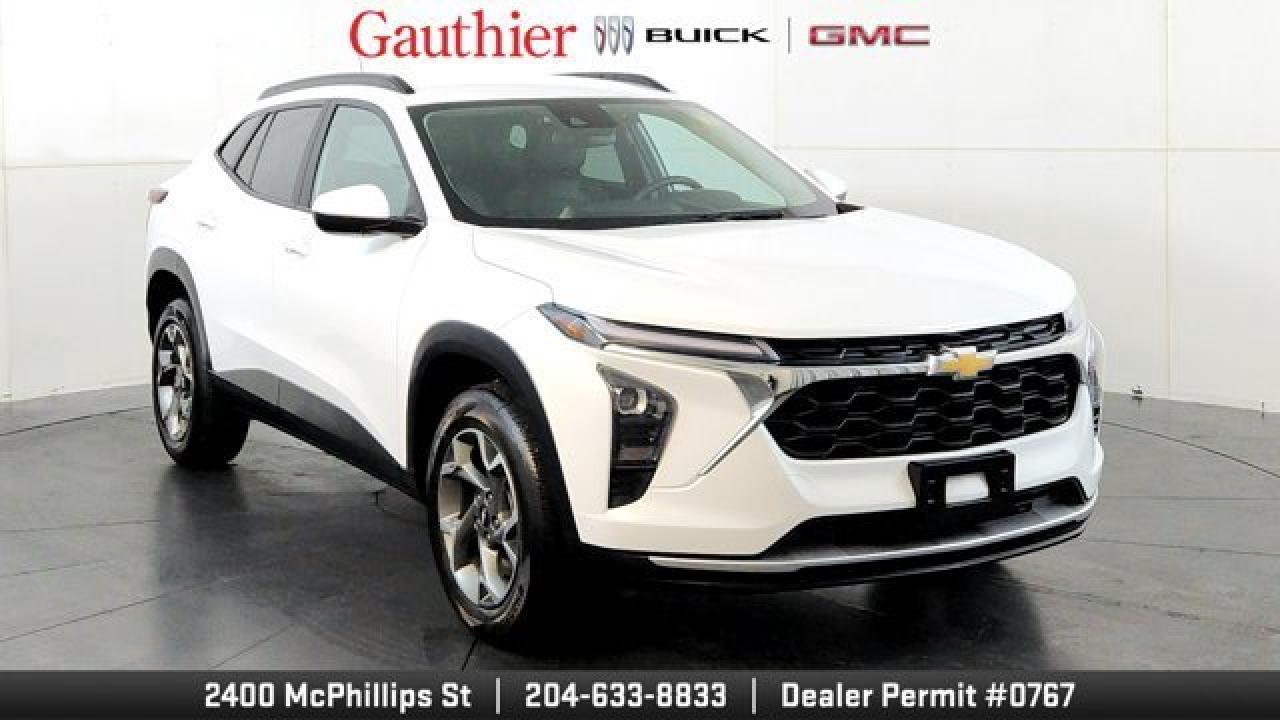 The 2024 Chevrolet Trax LT is a subcompact SUV that upgrades the base model with a larger 11-inch diagonal infotainment touchscreen and an 8-inch digital driver display, wireless Apple CarPlay/Android Auto, automatic climate control, and remote start for enhanced tech and convenience. It comes with practical features like heated front seats, roof rails, 17-inch machined aluminum wheels, LED daytime running lights, and available safety systems such as adaptive cruise control, rear cross-traffic alert, and blind-spot monitoring to boost comfort and confidence on the road. It also includes the standard Chevrolet Safety Assist suite with automatic emergency braking and lane-keep assist for everyday driving peace of mind.