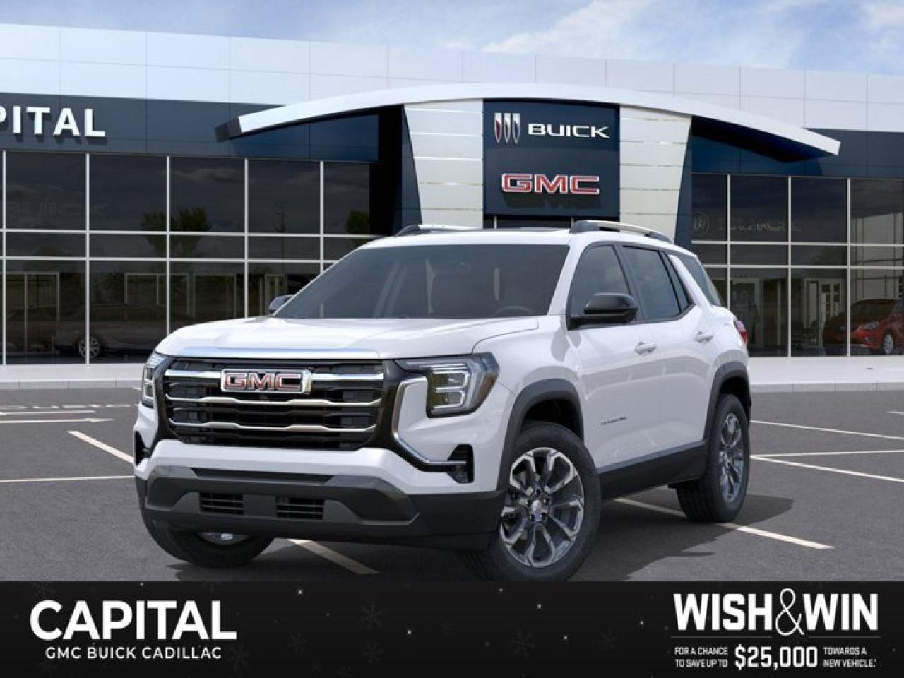 This 2026 GMC Terrain in Summit White is equipped with AWD and Turbocharged Gas I4 1.5L/-TBD- engine.From its striking C-shaped LED signature lighting to its stunning floating roof, this GMC Terrain has been refined on every level. With three distinctive options, every trim boasts its own distinctive grille that makes a lasting first impression and sets a bold tone for the rest of the vehicles exterior. Striking LED signature lighting on the taillamps complete Terrains bold design from front to back. Terrains interior seamlessly incorporates exterior design cues to create a cohesive look. Youll find a combination of bold styling, first-class comfort and plenty of space proving its as much about refinement as it is utility. Terrains interior features a standard leather wrapped steering wheel, real aluminum trim and soft-touch materials to enhance your driving experience and maximize comfort for both you and your passengers. A front-to-back flat load floor includes new fold-flat front-passenger and second-row seats so you can quickly go from accommodating people to utilizing every inch of cargo space. The GMC Terrain small SUV is engineered to meet the challenges drivers face every day  from various road surfaces to unexpected conditions. Advanced technology such as the Traction Select system allows you to switch between drive modes to make real-time adjustments based on those ever-changing driving situations. Terrain offers an available suite of intuitive driver-assist and safety technologies  so you can move with confidence in any direction.Check out this vehicles pictures, features, options and specs, and let us know if you have any questions. Helping find the perfect vehicle FOR YOU is our only priority.P.S...Sometimes texting is easier. Text (or call) 306-801-9090 for fast answers at your fingertips!Dealer License #914248Disclaimer: All prices are plus taxes & fees. See dealer for Details. Dealer Permit # 914248 See dealer for Details.