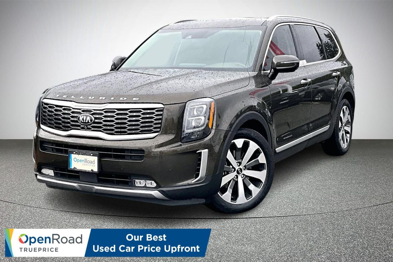 The 2020 Kia Telluride SX AWD is a premium three row SUV that combines bold style, comfort and capability. The SX trim includes all wheel drive, striking exterior accents, premium leather seating, heated and ventilated front seats, panoramic sunroof, advanced safety tech, premium sound system and modern connectivity features. This versatile and well equipped Telluride is ready for family journeys and weekend adventures so come see it in person and take a test drive today! Drive away with confidence from OpenRoad Toyota Abbotsford! Get our TruePrice upfront with no haggling and no hassle. Every OpenRoad Certified vehicle is fully inspected and backed by a Carfax history report. Visit us today at 30210 Automall Drive in Abbotsford or call now to book your test drive and get behind the wheel!  List Price subject to $595 Documentation Fee, $499 Lease/Finance Fee, and applicable taxes. VSA Dealer #40643