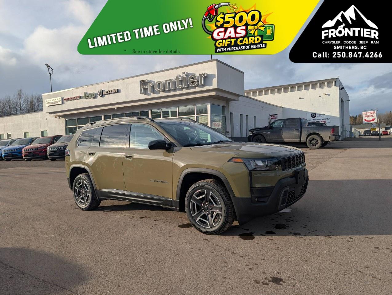 <p>The 2026 Jeep Cherokee Laredo 4x4 delivers legendary Jeep capability, modern technology, and everyday comfort in a versatile and efficient SUV.</p><p>Powered by a 1.6L 4-cylinder turbo hybrid engine paired with an Electronic Variable Transmission (EVT), this Cherokee offers a balanced combination of performance and efficiency. Jeeps Selec-Terrain Traction Management System and 4x4 capability help provide confident handling in a variety of road and weather conditions.</p><p>Inside, the Cherokee Laredo features a comfortable cabin with cloth bucket seats in Global Black with Arctic accents. Enjoy convenient features such as heated front seats, a heated steering wheel, dual-zone automatic climate control, and remote start for added comfort during colder months. The rear 60/40 split-folding bench seat adds versatility for passengers and cargo.</p><p>Technology highlights include the Uconnect 5 system with a large 12.3-inch display, Apple CarPlay and Android Auto capability, and a 10.25-inch digital colour cluster display to keep important driving information easily visible.</p><p>Safety and driver-assist technologies include Adaptive Cruise Control with Stop and Go, Blind-Spot Monitoring with Rear Cross-Path Detection, Active Lane Management, Forward Collision Warning with Active Braking, ParkView Rear Back-Up Camera, and Park-Sense Rear Park Assist.</p><p>With efficient hybrid performance, capable 4x4 traction, and modern comfort and technology, the 2026 Jeep Cherokee Laredo is well suited for both everyday driving and weekend adventures.</p><p>Please confirm all vehicle details and available features with our sales team and start the buying process today at Frontier Chrysler Dodge Jeep Ram Ltd.</p>