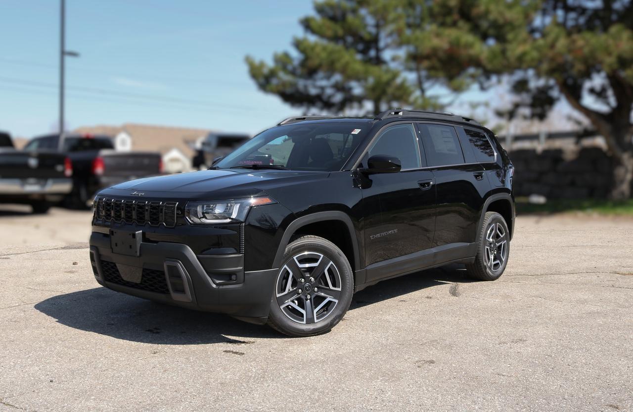 Built for modern life, our New hybrid-powered 2026 Jeep Cherokee Laredo 4X4 in Diamond Black Crystal Pearl-Coat blends efficiency, intuitive technology, and everyday practicality for commuting and weekend escapes. Motivated by a TurboCharged 1.6 Litre 4 Cylinder paired with a Dual Electric Motors offering 210hp tethered to a CVT. This Four Wheel Drive SUV also combines Jeep Active Drive I and terrain management for trail-friendly action, and it returns approximately 8.1L/100km on the highway. Our Cherokee Laredo presents a confident, functional design with modern lighting elements, standard 18-inch alloy wheels, roof rails, and clean exterior detailing that reflects Jeeps signature SUV styling. Durable finishes and practical design cues support everyday usability while maintaining a composed, contemporary appearance.  Our Laredo cabin emphasizes practical comfort with supportive seating, single-zone climate control, 12V power outlets, pushbutton ignition, and versatile interior storage. Everyday technology includes a central touchscreen display, a digital driver display, Bluetooth&reg;, voice control, Apple CarPlay&reg;/Android Auto&reg; compatibility, a multi-speaker audio system, and available WiFi connectivity to help you stay connected.  Jeep supports your safety with essential driver-assistance features, including a rearview camera, automatic emergency braking, forward collision alert, and lane departure warning. Designed with practicality in mind, our Cherokee Laredo delivers confident everyday protection without unnecessary complexity. Save this Page and Call for Availability. We Know You Will Enjoy Your Test Drive Towards Ownership!