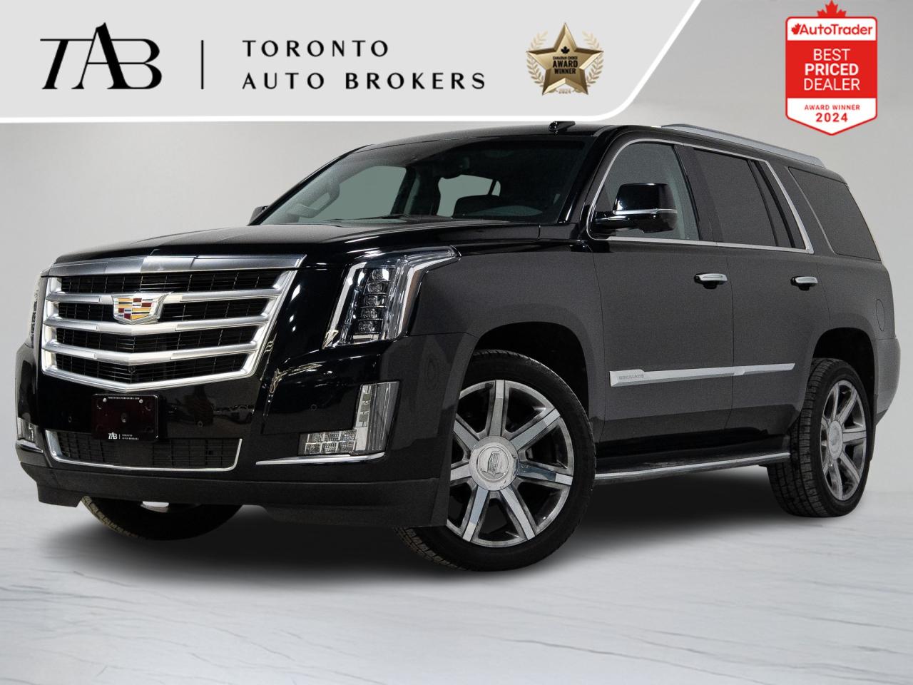 4WD, Leather.

Recent Arrival! Black 2015 Cadillac Escalade

NOW OFFERING 3 MONTH DEFERRED FINANCING PAYMENTS ON APPROVED CREDIT. WE OFFER THE BEST FINANCE RATES, AND DONT CHARGE ANY FINANCING FEE Looking for a top-rated pre-owned luxury car dealership in the GTA? Look no further than Toronto Auto Brokers (TAB)! Were proud to have won multiple awards, including the 2024 AutoTrader Best Priced Dealer, the 2024 CarGurus Award, the 2025 Top Choice Award, the 2025 Consumer Satisfaction Award, the 2025 Canadian Choice Award, the 2025 Three Best Rated Dealer Award, and many more!

With 30 years of experience serving the Greater Toronto Area, TAB is a respected and trusted name in the pre-owned luxury car industry. Our 30,000 sq.Ft indoor showroom is home to a wide range of luxury vehicles from top brands like BMW, Mercedes-Benz, Audi, Porsche, Land Rover, Jaguar, Aston Martin, Bentley, Maserati, and more. And we dont just serve the GTA, were proud to offer our services to all cities in Canada, including Vancouver, Montreal, Calgary, Edmonton, Winnipeg, Saskatchewan, Halifax, and more.

At TAB, were committed to providing a no-pressure environment and honest work ethics. As a family-owned and operated business, we treat every customer like family and ensure that every interaction is a positive one. Come experience the TAB Lifestyle at its truest form, luxury car buying has never been more enjoyable and exciting!

We offer a variety of services to make your purchase experience as easy and stress-free as possible. From competitive and simple financing and leasing options to extended warranties, aftermarket services, and full history reports on every vehicle, we have everything you need to make an informed decision. We welcome every trade, even if youre just looking to sell your car without buying, and when it comes to financing or leasing, we offer same day approvals, with access to over 50 lenders, including all of the banks in Canada. Feel free to check out your own Equifax credit score without affecting your credit score, simply click on the Equifax tab above and see if you qualify.

So if youre looking for a luxury pre-owned car dealership in Toronto, look no further than TAB! We proudly serve the GTA, including Toronto, Etobicoke, Woodbridge, North York, York Region, Vaughan, Thornhill, Richmond Hill, Mississauga, Scarborough, Markham, Oshawa, Peteborough, Hamilton, Newmarket, Orangeville, Aurora, Brantford, Barrie, Kitchener, Niagara Falls, Oakville, Cambridge, Kitchener, Waterloo, Guelph, London, Windsor, Orillia, Pickering, Ajax, Whitby, Durham, Cobourg, Belleville, Kingston, Ottawa, Montreal, Vancouver, Winnipeg, Calgary, Edmonton, Regina, Halifax, and more.

Call us today or visit our website to learn more about our inventory and services. And remember, all prices exclude applicable taxes and licensing, and vehicles can be certified at an additional cost of $999.