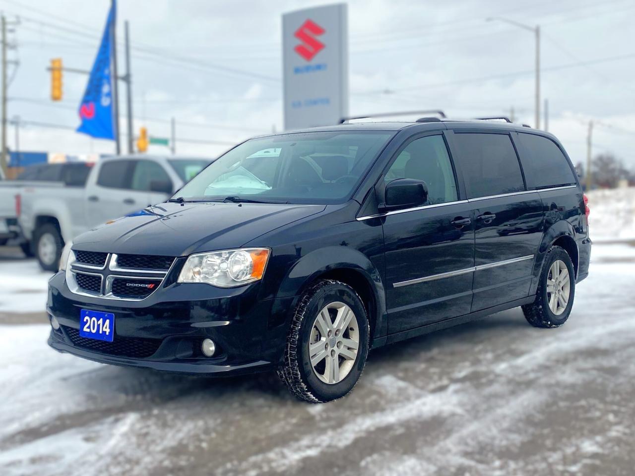 This 2014 Dodge Grand Caravan Crew is a family-hauling legend thats roomier than a minivan convention and comfier than your living room couch. With the proven 3.6L V6 and 164,778 km, this certified, deep-cleaned ride is packed with features to make every trip -school run or road trip -feel like a win.  Whats the deal? ~Heated seats & heated steering wheel - Warmer than a group hug on a winter morning.  ~Stow N Go seating - Seats fold into the floor faster than kids hide veggies.  ~Backup camera - Parking this beast is easier than you think.  ~Alloy wheels - Rolling sharp enough for the soccer field drop-off line.  ~Roof rack - Ready for luggage, bikes, or that random canoe purchase.  ~3.6L V6 engine - 283 hp of smooth power for merging or mountain passes.   Mileage: 164,778 km -this Grand Caravan still has tons of family adventures left.  Price: A deal so sweet, youll think were tossing in free goldfish crackers! (Were not, but its that good.)  The Deal: Certified and scrubbed cleaner than your kitchen before a potluck -this Dodge Grand Caravan Crew is the ultimate mix of space, comfort, and practicality for busy families or big plans.  Disclaimer: Buying this Grand Caravan is like adopting the ultimate soccer-mom icon -its spacious, handy, and might tempt you to volunteer for every carpool. Seller not responsible for spontaneous drive-thru runs, are we there yet? marathons, or you refusing to park because that Stow N Go magic is just too perfect. Drive big, live easy!  Contact us to snag this awesome minivan!  G. D. Coates - The Original Used Car Superstore!       Our Financing: We have financing for everyone regardless of your history. We have been helping people rebuild their credit since 1973 and can get you approvals other dealers cant. Our credit specialists will work closely with you to get you the approval and vehicle that is right for you. Come see for yourself why were known as The Home of The Credit Rebuilders!       Our Warranty: G. D. Coates Used Car Superstore offers fully insured warranty plans catered to each customers individual needs. Terms are available from 3 months to 7 years and because our customers come from all over, the coverage is valid anywhere in North America.       Parts & Service: We have a large eleven bay service department that services most makes and models. Our service department also includes a cleanup department for complete detailing and free shuttle service. We service what we sell! We sell and install all makes of new and used tires. Summer, winter, performance, all-season, all-terrain and more! Dress up your new car, truck, minivan or SUV before you take delivery! We carry accessories for all makes and models from hundreds of suppliers. Trailer hitches, tonneau covers, step bars, bug guards, vent visors, chrome trim, LED light kits, performance chips, leveling kits, and more! We also carry aftermarket aluminum rims for most makes and models.       Our Story: Family owned and operated since 1973, we have earned a reputation for the best selection, the best reconditioned vehicles, the best financing options and the best customer service! We are a full service dealership with a massive inventory of used cars, trucks, minivans and SUVs. Chrysler, Dodge, Jeep, Ford, Lincoln, Chevrolet, GMC, Buick, Pontiac, Saturn, Cadillac, Honda, Toyota, Kia, Hyundai, Subaru, Suzuki, Volkswagen - Weve Got Em! Come see for yourself why G. D. Coates Used Car Superstore was voted Barries Best Used Car Dealership!
