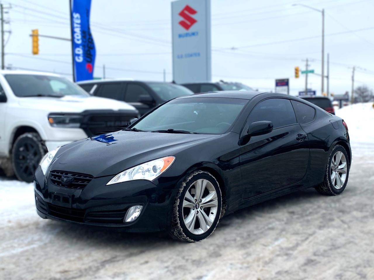 This 2010 Hyundai Genesis Coupe 2.0T is a rear-wheel-drive sport coupe thats sharper than a fresh haircut and quicker than your weekend plans. With the turbocharged 2.0L engine and only 116,730 low km, this certified, deep-cleaned rocket is ready to carve corners or cruise the boulevard with pure driving joy.  Whats the deal? ~Power windows & locks - Modern convenience in a classic sport package.  ~Alloy wheels - Rolling with style that still turns heads.  ~Ice-cold A/C - Keeps you cool even when the turbo heat kicks in.  ~2.0L turbo engine - 210 hp (manual) or 274 hp with premium fuel, plus rear-wheel drive for that true sports car feel.   Mileage: 116,730 km -super low for a 2010, this Genesis Coupe is barely broken in! Price: A deal so sweet, youll think were tossing in free energy drinks! (Were not, but its that good.)   The Deal: Certified and scrubbed cleaner than your kitchen before a potluck -this Hyundai Genesis Coupe 2.0T is the perfect mix of turbo fun, low miles, and everyday usability for spirited drives or daily thrills.  Disclaimer: Buying this Genesis Coupe is like adopting a pocket rocket -its fast, fun, and might tempt you to find every twisty road in town. Seller not responsible for spontaneous canyon runs, jealous stares from newer sports cars, or you refusing to park because that turbo spool is just too addictive. Drive fast, live bold!   Contact us to snag this low-km sport coupe!  G. D. Coates - The Original Used Car Superstore!       Our Financing: We have financing for everyone regardless of your history. We have been helping people rebuild their credit since 1973 and can get you approvals other dealers cant. Our credit specialists will work closely with you to get you the approval and vehicle that is right for you. Come see for yourself why were known as The Home of The Credit Rebuilders!       Our Warranty: G. D. Coates Used Car Superstore offers fully insured warranty plans catered to each customers individual needs. Terms are available from 3 months to 7 years and because our customers come from all over, the coverage is valid anywhere in North America.       Parts & Service: We have a large eleven bay service department that services most makes and models. Our service department also includes a cleanup department for complete detailing and free shuttle service. We service what we sell! We sell and install all makes of new and used tires. Summer, winter, performance, all-season, all-terrain and more! Dress up your new car, truck, minivan or SUV before you take delivery! We carry accessories for all makes and models from hundreds of suppliers. Trailer hitches, tonneau covers, step bars, bug guards, vent visors, chrome trim, LED light kits, performance chips, leveling kits, and more! We also carry aftermarket aluminum rims for most makes and models.       Our Story: Family owned and operated since 1973, we have earned a reputation for the best selection, the best reconditioned vehicles, the best financing options and the best customer service! We are a full service dealership with a massive inventory of used cars, trucks, minivans and SUVs. Chrysler, Dodge, Jeep, Ford, Lincoln, Chevrolet, GMC, Buick, Pontiac, Saturn, Cadillac, Honda, Toyota, Kia, Hyundai, Subaru, Suzuki, Volkswagen - Weve Got Em! Come see for yourself why G. D. Coates Used Car Superstore was voted Barries Best Used Car Dealership!