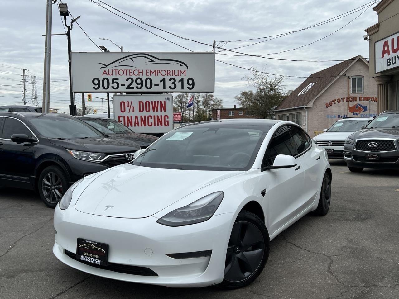 2021 Tesla Model 3 SR PLUS Pearl White Pano Roof / Leather / Blind Sp Photo0