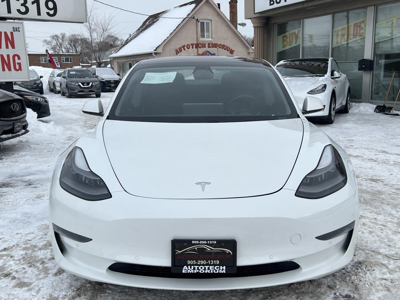 2021 Tesla Model 3 SR PLUS Pearl White Pano Roof / Leather / Blind Sp Photo