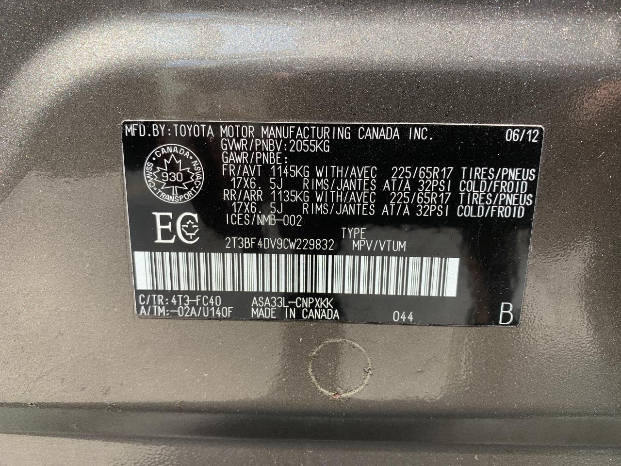 2012 Toyota RAV4 4WD !! 87790 KMS !!! CAR FAX CLN !!!  CERTIFIED !! Photo