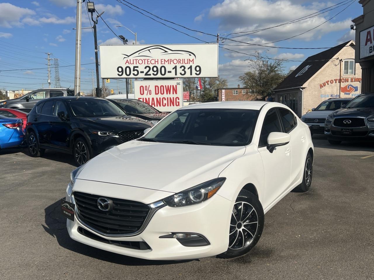 2018 Mazda MAZDA3 GS Pearl White Htd Steering   Htd Seats   Push Sta Photo0