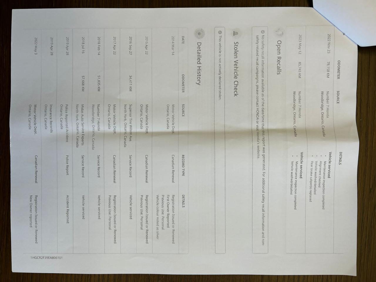 2014 Honda Accord Sedan 4dr I4 CVT LX LOW KM only96407KMS Certified Photo