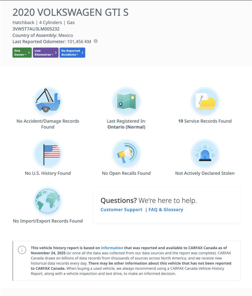 2020 Volkswagen Golf GTI Autobahn Manual / 1 Owner / Photo