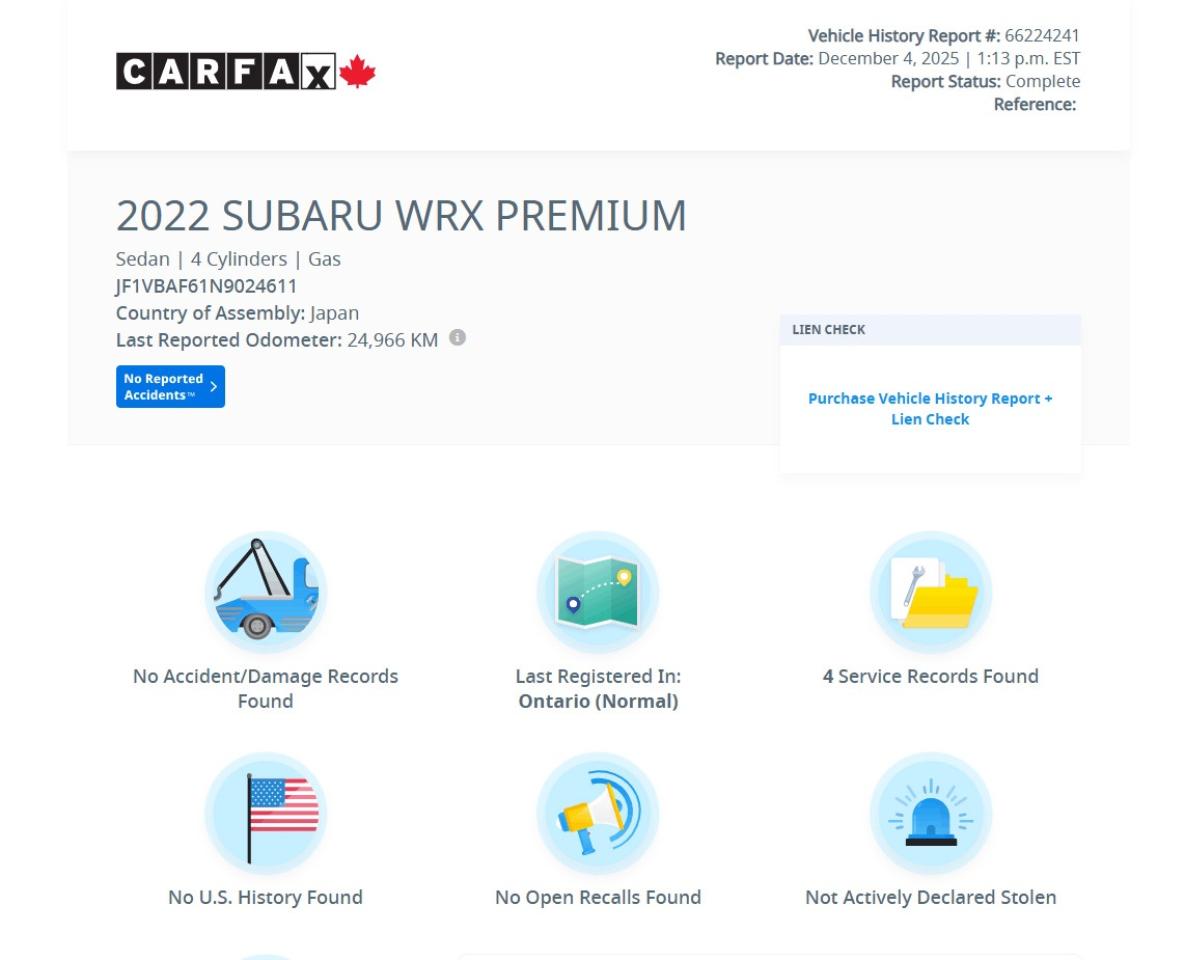 2022 Subaru WRX SPORT-AWD/6S MAN/SUNROOF/KEYLESS/BLIS/B CAM/CARPLA Photo