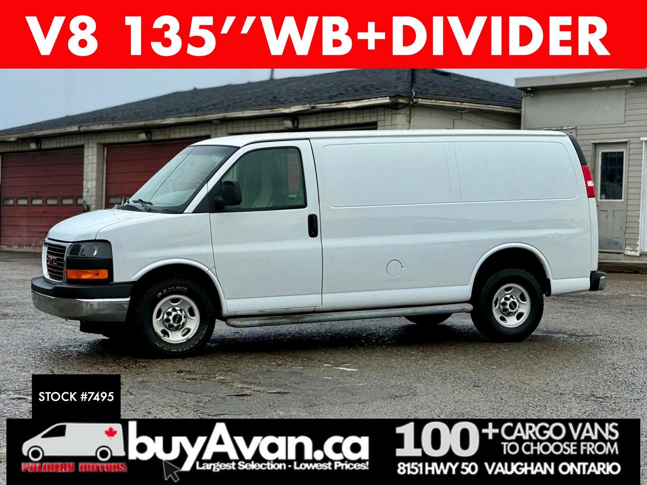 2017 GMC Savana Cargo Van V8   135WB   CERTIFIED   Divider   No Fees Photo0