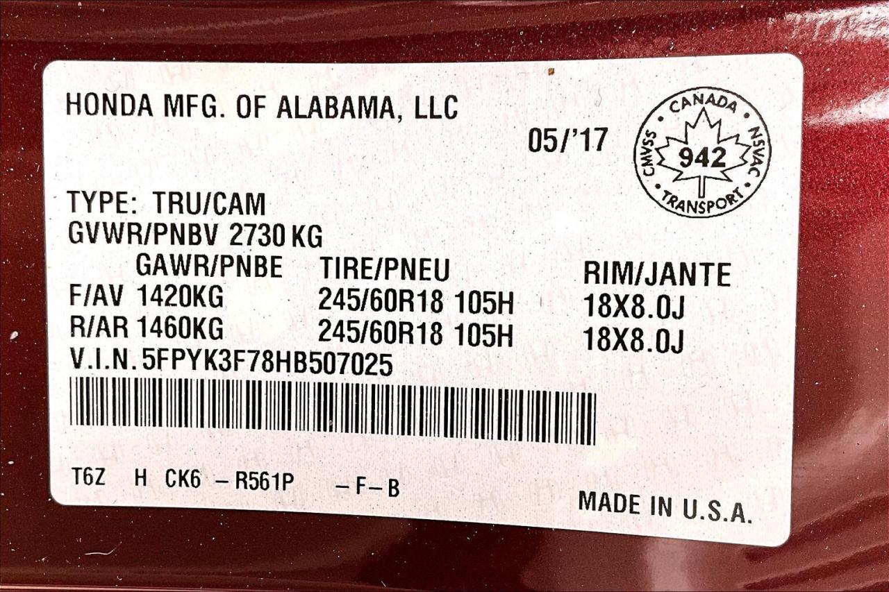 2017 Honda Ridgeline Touring AWD   Fully Loaded   Heated Leather Seats Photo