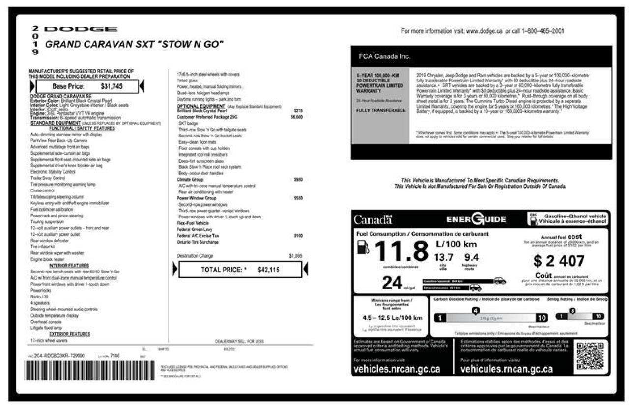2019 Dodge Grand Caravan CVP / SXT Photo