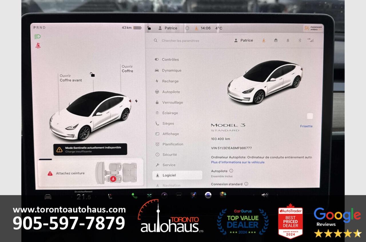 2021 Tesla Model 3 SR+ I OVER 100 TESLAS AT EVSUPERSTORE.CA Photo