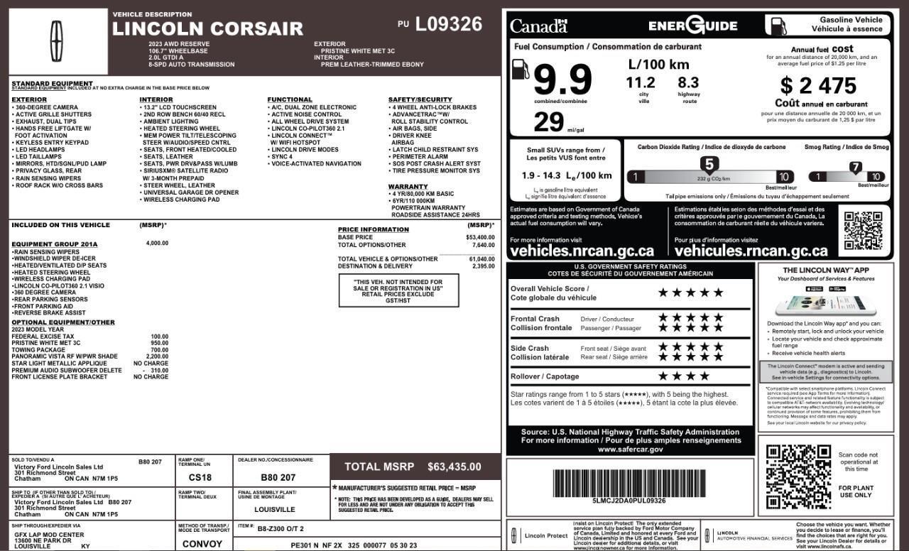 2023 Lincoln Corsair Reserve Panoramic Sunroof   Trailer Tow Pkg Photo