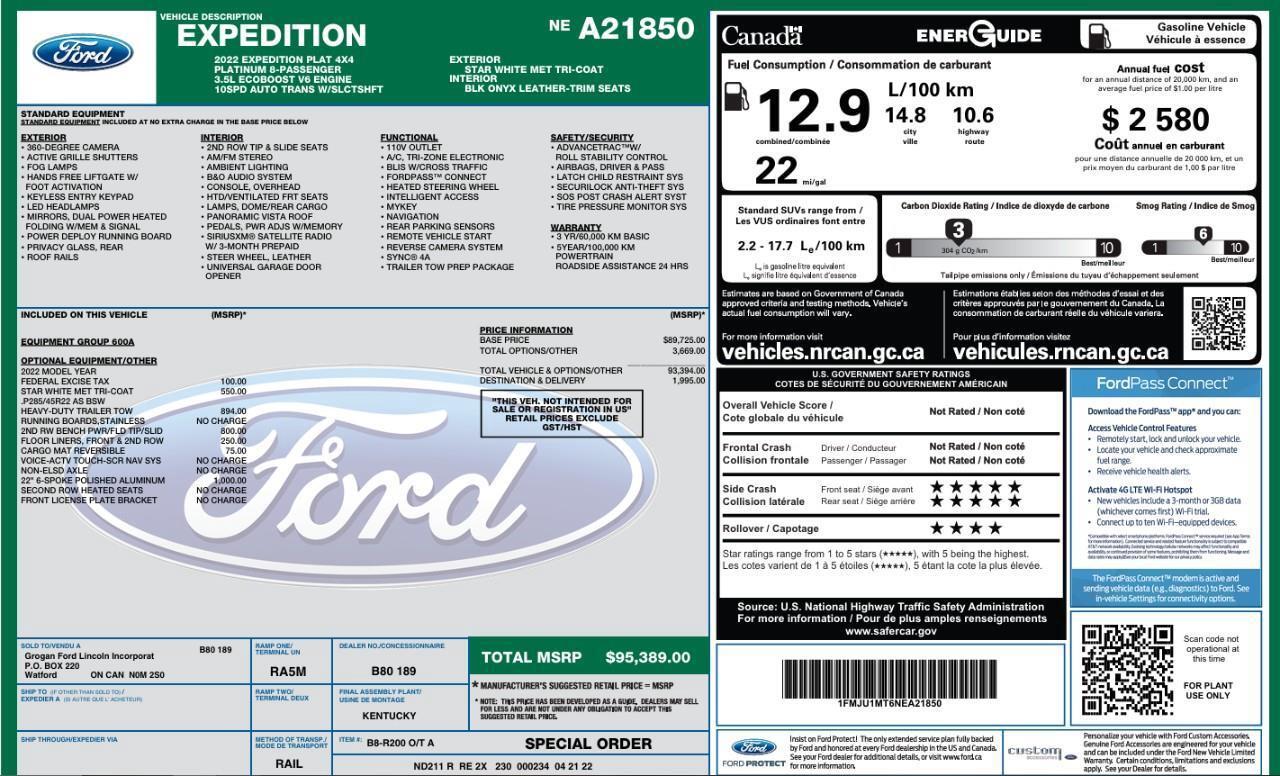 2022 Ford Expedition Platinum Panoramic Sunroof   Heavy Duty Trailer To Photo