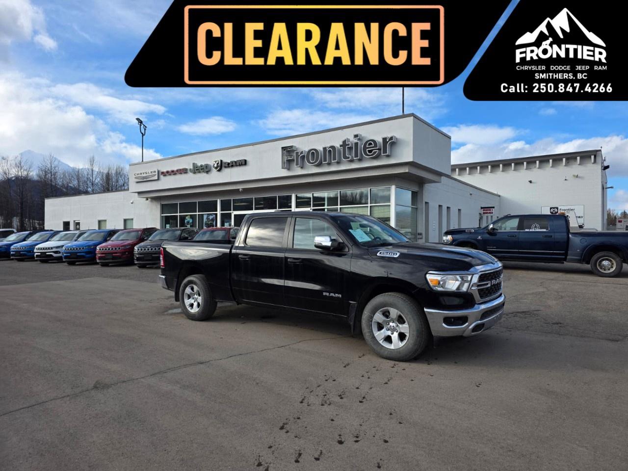 <p>The 2024 Ram 1500 Big Horn 4x4 Crew Cab stands out in a sophisticated black finish, complemented by its robust 4x4 drivetrain and smooth handling ensured by the legendary 8-speed Automatic transmission. Powered by a 5.7L HEMI VVT V8 with MDS and eTorque, it delivers an impressive 395 horsepower at 5600 RPM, making this truck ready for any adventure or daily drive.</p> <p>This vehicle presents a commanding presence with its sleek truck design, while the spacious 6'4" box provides ample cargo space. The exterior not only emphasizes utility but offers a touch of luxury with heated mirrors, making those chilly mornings easier to navigate.</p> <p>Step inside to a comfortable black interior that wraps you in comfort and convenience. The leather steering wheel adds an air of sophistication, while modern essentials such as air conditioning, power windows, and keyless entry cater to your needs. Stay connected effortlessly with the integrated Bluetooth connection, and drive confidently with advanced safety features like a backup camera and brake assist.</p> <p>Known for its durability and power, the Ram 1500 Big Horn is ideal for those who need a reliable yet stylish truck that can handle both work and family life. Whether you're a tradesperson in need of a dependable vehicle, or someone who appreciates the blend of performance and comfort, this truck is built for you. Contact our dealership today to learn more about how this capable truck can be yours.</p>