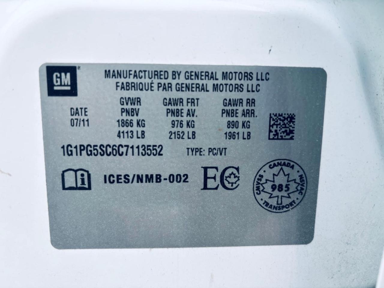 2012 Chevrolet Cruze 4dr Sedan Eco w/1SA Photo