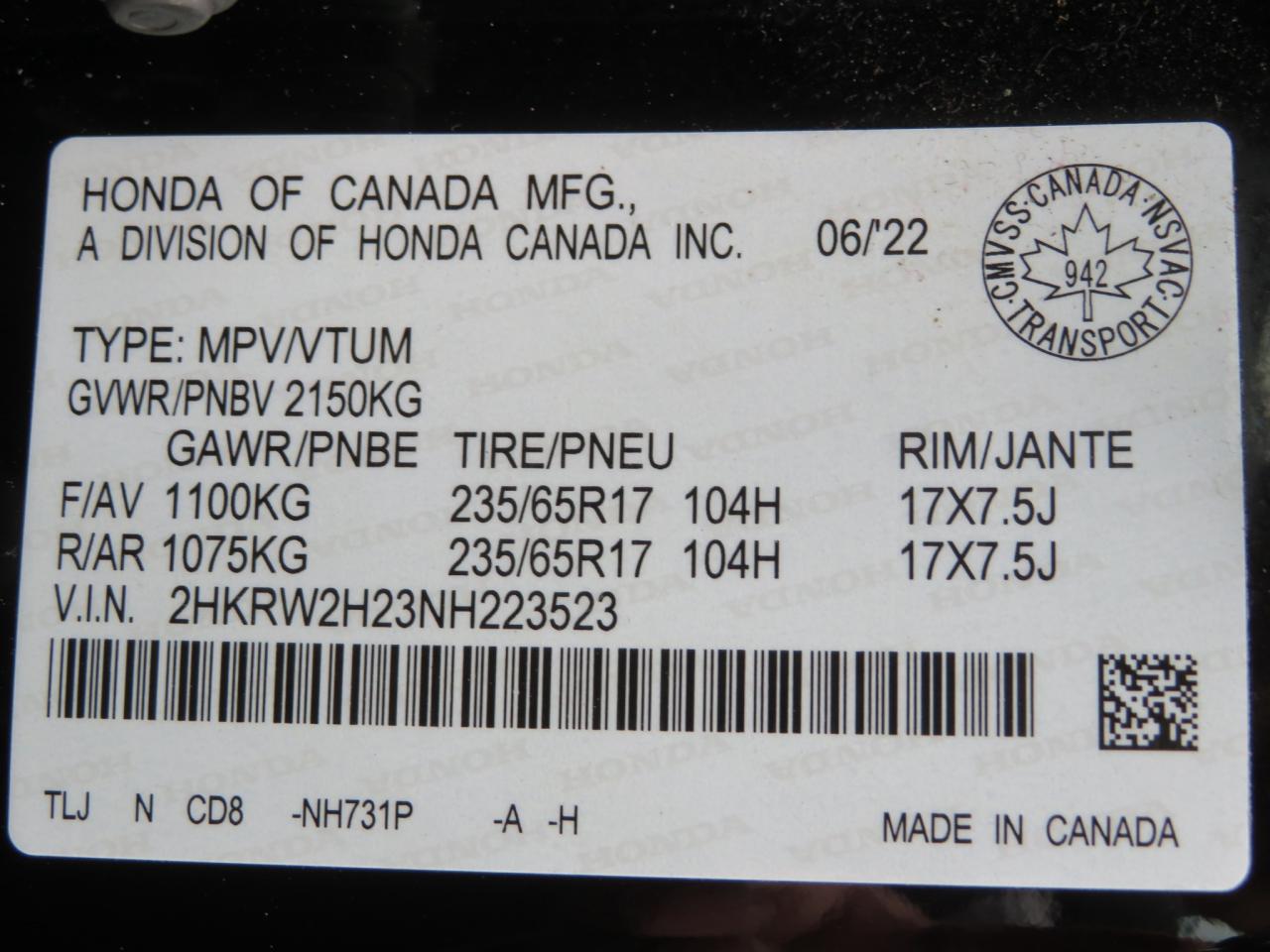 2022 Honda CR-V LX AWD Photo