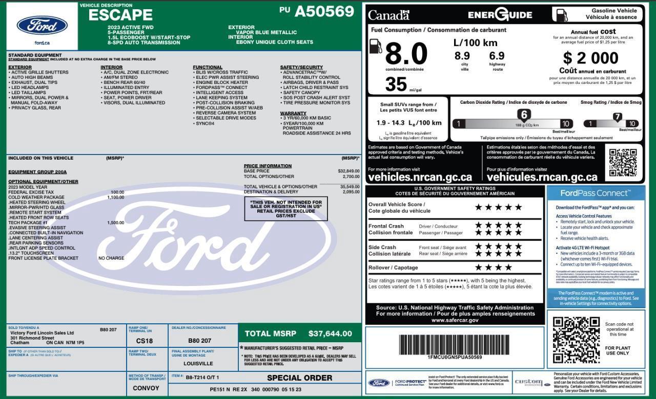 2023 Ford Escape Active Tech Pkg   Cold Weather Package Photo