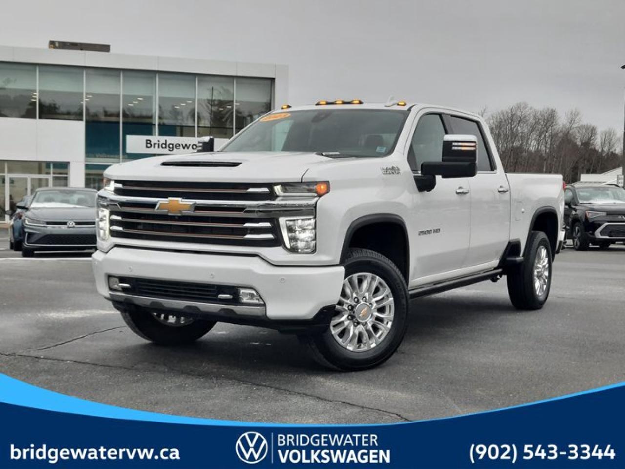 New Price! Recent Arrival! Pearl 2023 Chevrolet Silverado 2500HD High Country 4WD 10-Speed Automatic Duramax 6.6L V8 Turbodiesel Bridgewater Volkswagen, Located in Bridgewater Nova Scotia.10-Speed Automatic, 4WD, Jet Black Leather.Certification Program Details: 150 Points Inspection Fresh Oil Change Free Carfax Full Detail 2 years MVI Full Tank of Gas The 150+ point inspection includes: Engine Instrumentation Interior components Pre-test drive inspections The test drive Service bay inspection Appearance Final inspection