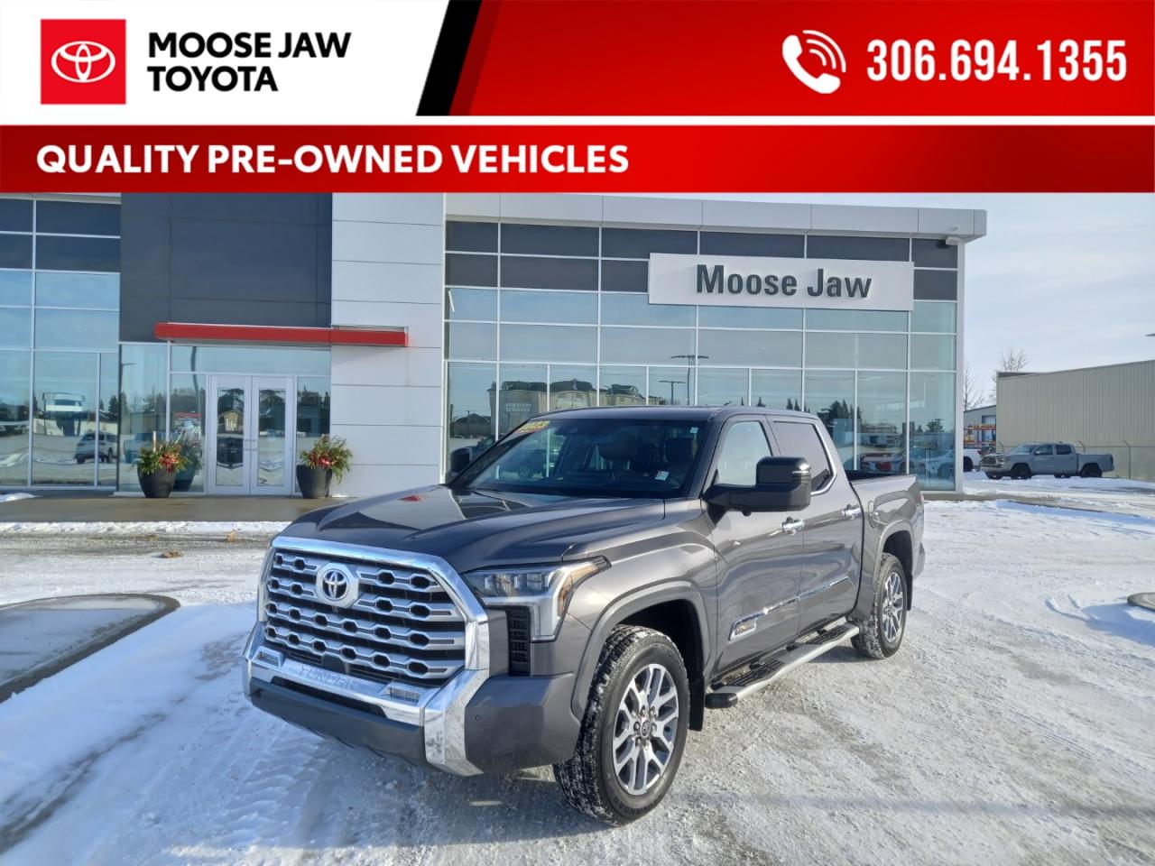 Local Trade  2023 Toyota Tundra Platinum 1794 Edition
Western-inspired luxury meets serious strength. This 2023 Tundra 1794 Edition delivers premium leather, advanced tech, and powerful capability in a truly refined truck.

Tundra 1794  Where toughness meets tradition.