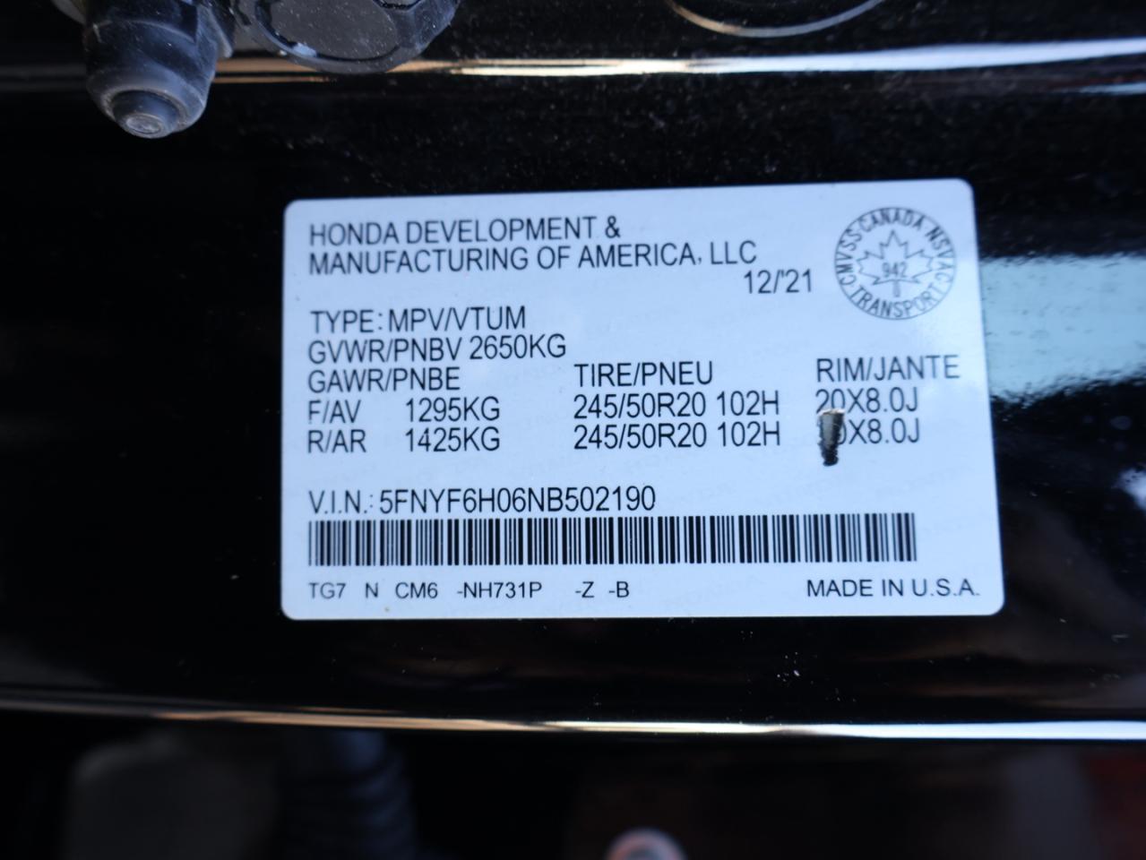 2022 Honda Pilot BLACK EDITION 4WD *ACCIDENT FREE*HONDA MAINTAIN* CAMERA NAV BLUETOOTH LEATHER HEATED SEATS SUNROOF CRUISE ALLOYS Photo
