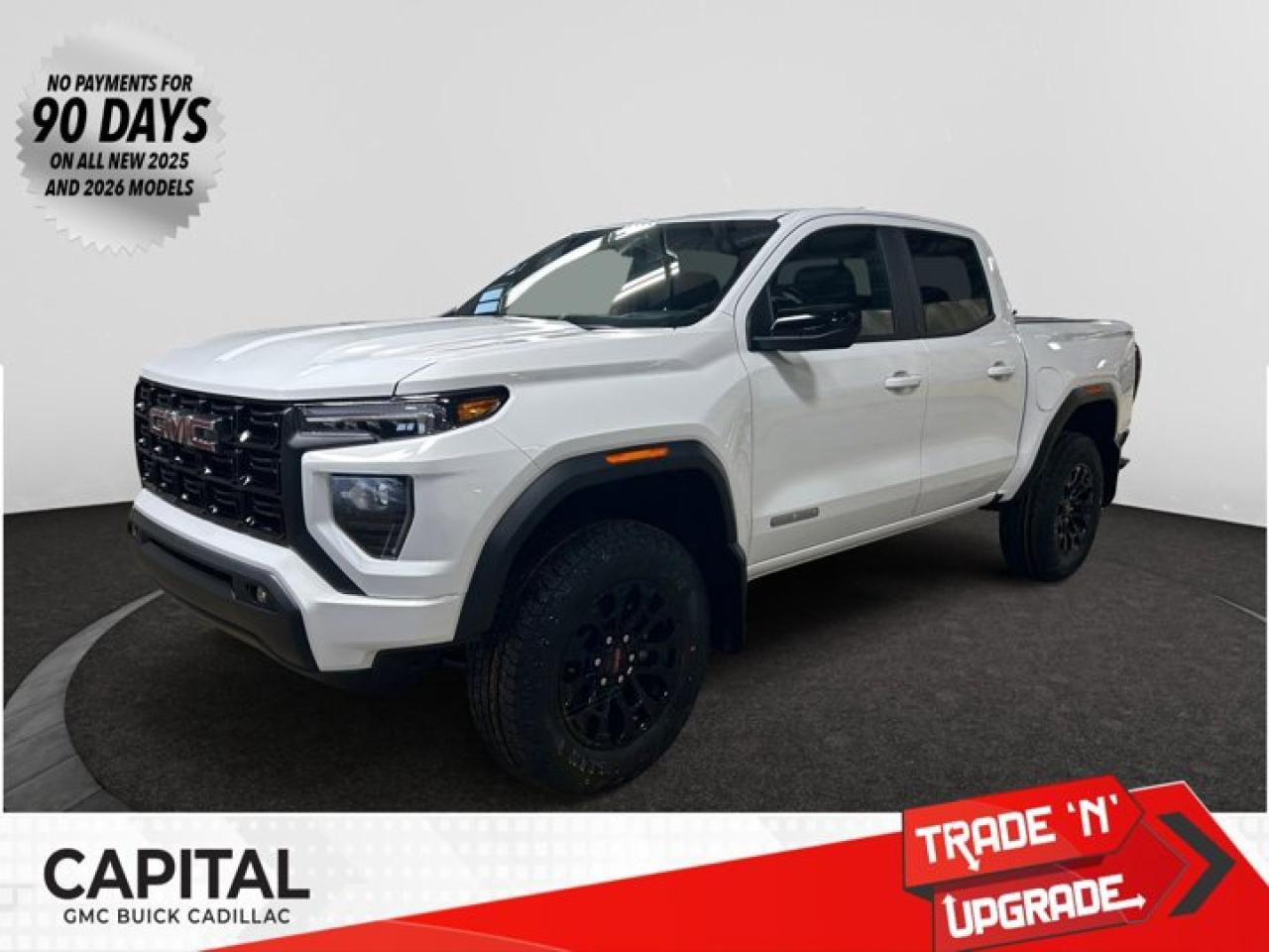 This 2026 GMC Canyon in Summit White is equipped with 4WD and Turbocharged Gas I4 2.7L/ engine.The GMC Canyon might be midsize, but its fully premium. Designed for easy access, an available easy lift and lower tailgate allows for smooth operation, while an integrated corner-step rear bumper provides efficient access to the truck bed and your cargo. Its the little things that set the Canyon apart, like its LED-signature front lighting, chrome grille surrounds and chrome mirror caps and door handles. The Canyon is takes premium comfort to a new level with features such as available soft-touch instrument panel and available heated driver and front passenger seats. The interior is also engineered to give you and your passengers an exceptional level of quiet, from noise-reducing innovations to triple door seals. This truck offers an engine lineup that delivers power and efficiency. This baby has 308 horsepower and can tow up to 3493 KG (7700 LB.). Intelligent control features, including traction control, trailer sway and hill descent control, available automatic rear locking differential, brake rotors and integrated trailer brake controller and diesel exhaust brake, to help you stay confidently in command no matter what you may be hauling or trailering. The Canyon provides intelligently placed controls and driver-centric features to keep you in touch, in charge and connected on the road, from available built-in Wi-Fi, an infotainment system with navigation and a rear-vision camera, to power outlets, rear seat reminders and access to the myGMC app. Youll also find state-of-the-art safety to help enhance your awareness of the road and surrounding vehicles, such as available forward collision alert, and more.Check out this vehicles pictures, features, options and specs, and let us know if you have any questions. Helping find the perfect vehicle FOR YOU is our only priority.P.S...Sometimes texting is easier. Text (or call) 306-801-9090 for fast answers at your fingertips!Dealer License #914248Disclaimer: All prices are plus taxes & fees. See dealer for Details. Dealer Permit # 914248 See dealer for Details.