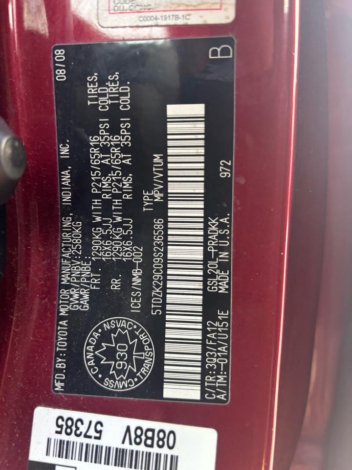 2009 Toyota Sienna Leather CE 8-Pass FWD Photo