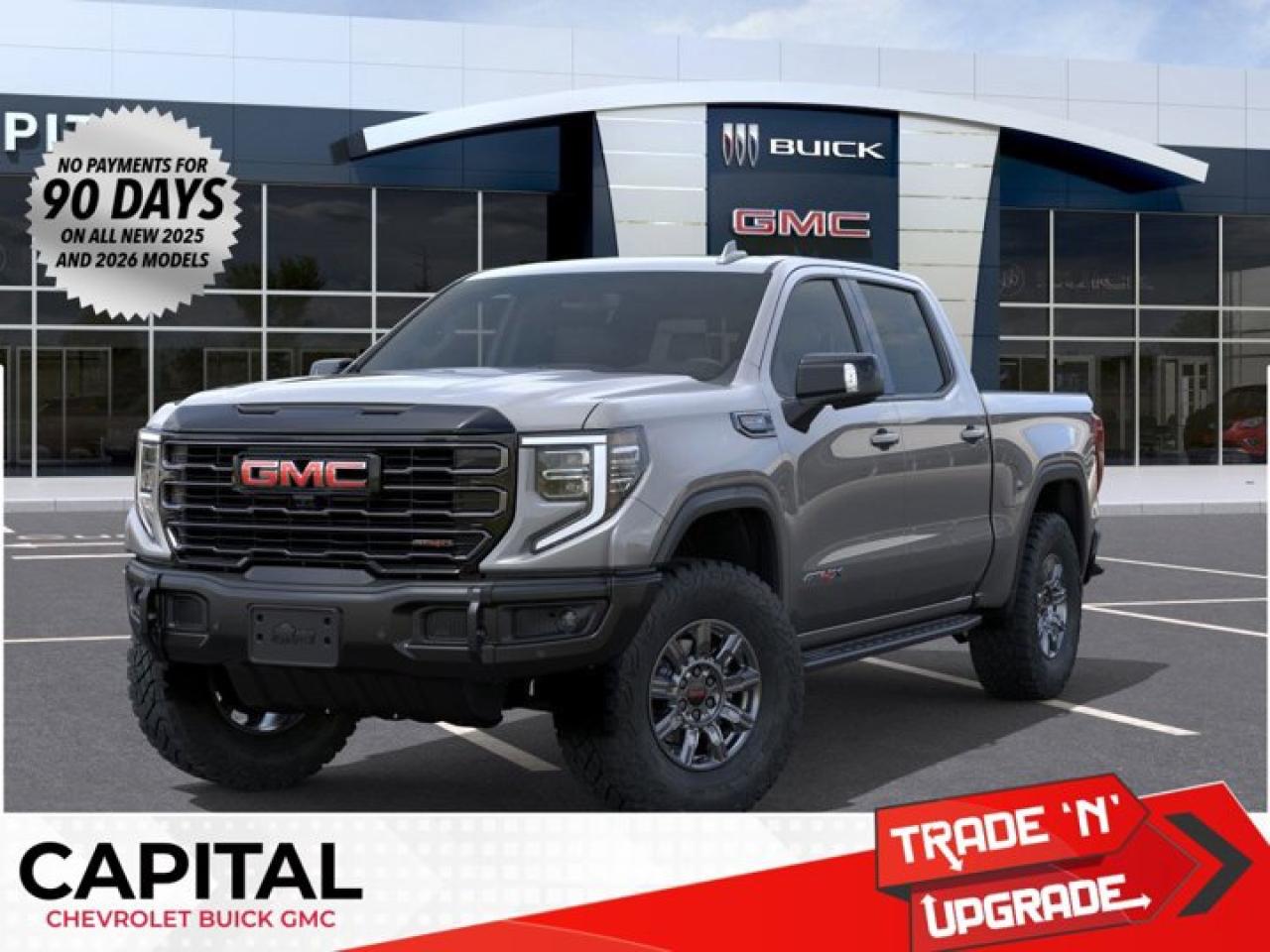 Scores 15 Highway MPG and 17 City MPG! This GMC Sierra 1500 delivers a Gas V8 6.2L/376 engine powering this Automatic transmission. TRANSMISSION, 10-SPEED AUTOMATIC WITH ELECTRONIC PRECISION SHIFT, ELECTRONICALLY CONTROLLED with overdrive, and tow/haul mode and steering column paddle shifters. Includes Cruise Grade Braking and Powertrain Grade Braking, REAR AXLE, 3.23 RATIO, LPO, SPORT PEDAL COVER KIT (dealer-installed).*This GMC Sierra 1500 Comes Equipped with These Options *LPO, OFF-ROAD HIGH CLEARANCE STEPS (dealer-installed), LPO, CARGO TIE-DOWNS, (4) (dealer-installed), LICENSE PLATE KIT, FRONT, GVWR, 7100 LBS. (3221 KG), ENGINE, 6.2L ECOTEC3 V8 (420 hp [313 kW] @ 5600 rpm, 460 lb-ft of torque [624 Nm] @ 4100 rpm); featuring Dynamic Fuel Management, ENGINE BLOCK HEATER, AT4X PREFERRED EQUIPMENT GROUP includes standard equipment, ACTIVE EXHAUST, DUAL, SPORT-MODE ENABLED, 3 YEARS SIRIUSXM, Wireless, Apple CarPlay / Wireless Android Auto.* Visit Us Today *Test drive this must-see, must-drive, must-own beauty today at Capital Chevrolet Buick GMC Inc., 13103 Lake Fraser Drive SE, Calgary, AB T2J 3H5.