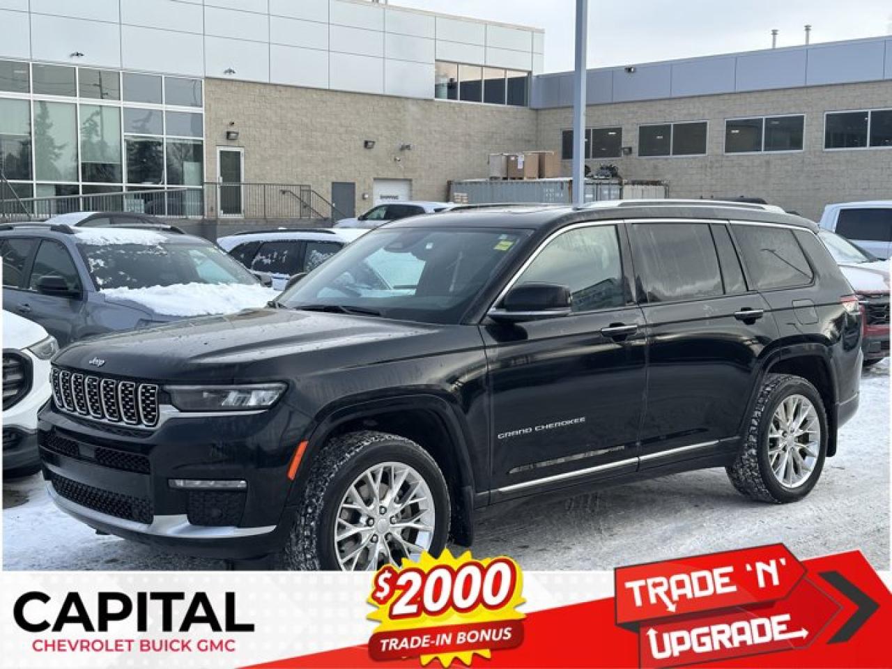 Recent Arrival!Ask for the Internet Department for more information or book your test drive today! Call 403-256-4960 for fast answers at your fingertips! Disclaimer: All prices are plus taxes. See dealer for details. AMVIC Licensed Dealer # B2020028.2021 Grand Cherokee L 8-Speed Automatic 4WD Grand Cherokee L Summit, Pentastar 3.6L V6 VVT, 4WD, 2nd Row Manual Window Shades, Heated rear seats, Heated steering wheel, Luxury Tech Group V, Power Liftgate, Power moonroof: CommandView, Quick Order Package 22S Summit, Ventilated front seats, Wheels: 20 x 8.5 Fully Polished Aluminum, Wireless Charging Pad.