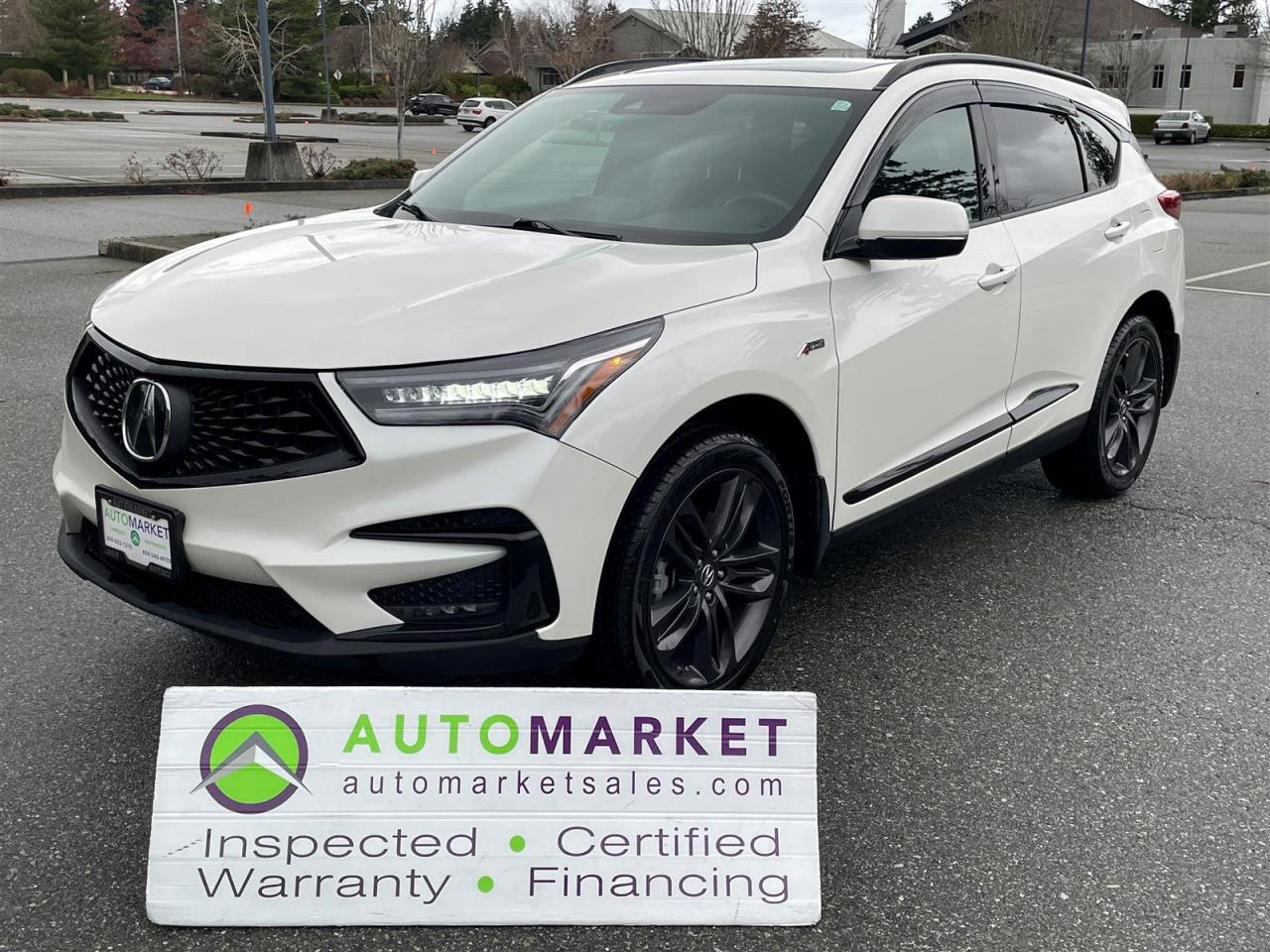 IMMACULATE CONDITION WITH BLACK INTERIOR. LOCAL SUV, NO ACCIDENTS, A-SPEC WITH EVERY FEATURE, INSPECTED, WARRANTY, GREAT FINANCINGOPTIONS!<br /><br />Welcome to the Automarket, your community financing dealership of "YES". We are featuring a spectacular<br />RDX A-Spec. This white on black beauty is loaded with every feature available for 2019. This includes Heated and Cooled Sport Seats, Power tailgate, Apple/Android Carplay, and all of the safety features you can want.<br /><br />This is a Local Vehilce with no accident claims what so ever.<br /><br />having been fully inspected, we know that the Brakes are 90% New in front, 80% new in the rear, the tires are over 90% New both on the front and the rear, the battery is new, the coolant has been tested, the oil has been changed and we have fully detailed the vehicle for your enjoyment and peace of mind.<br /><br />2 LOCATIONS TO SERVE YOU, BE SURE TO CALL FIRST TO CONFIRM WHERE THE VEHICLE IS PARKED<br />WHITE ROCK 604-542-4970 LANGLEY 604-533-1310 OWNER'S CELL 604-649-0565<br /><br />We are a family owned and operated business since 1983 and we are committed to offering outstanding vehicles backed by exceptional customer service, now and in the future.<br />What ever your specific needs may be, we will custom tailor your purchase exactly how you want or need it to be. All you have to do is give us a call and we will happily walk you through all the steps with no stress and no pressure.<br />WE ARE THE HOUSE OF YES?<br />ADDITIONAL BENFITS WHEN BUYING FROM SK AUTOMARKET:<br />ON SITE FINANCING THROUGH OUR 17 AFFILIATED BANKS AND VEHICLE FINANCE COMPANIES<br />IN HOUSE LEASE TO OWN PROGRAM.<br />EVRY VEHICLE HAS UNDERGONE A 120 POINT COMPREHENSIVE INSPECTION<br />EVERY PURCHASE INCLUDES A FREE POWERTRAIN WARRANTY<br />EVERY VEHICLE INCLUDES A CARFAX AND ICBC DAMAGE REPORT<br />EVERY VEHICLE IS GUARANTEED LIEN FREE<br />DISCOUNTED RATES ON PARTS AND SERVICE FOR YOUR NEW CAR AND ANY OTHER FAMILY CARS THAT NEED WORK NOW AND IN THE FUTURE.<br />36 YEARS IN THE VEHICLE SALES INDUSTRY<br />A+++ MEMBER OF THE BETTER BUSINESS BUREAU<br />RATED TOP DEALER BY CARGURUS 2 YEARS IN A ROW<br />MEMBER IN GOOD STANDING WITH THE VEHICLE SALES AUTHORITY OF BRITISH COLUMBIA<br />MEMBER OF THE AUTOMOTIVE RETAILERS ASSOCIATION<br />COMMITTED CONTRIBUTER TO OUR LOCAL COMMUNITY AND THE RESIDENTS OF BC<br /><br /> This vehicle has been Fully Inspected, Certified and Qualifies for Our Free Extended Warranty.Don't forget to ask about our Great Finance and Lease Rates. We also have a Options for Buy Here Pay Here and Lease to Own for Good Customers in Bad Situations. 2 locations to help you, White Rock and Langley. Be sure to call before you come to confirm the vehicles location and availability or look us up at www.automarketsales.com. White Rock 604-542-4970 and Langley 604-533-1310. Serving Surrey, Delta, Langley, Richmond, Vancouver, all of BC and western Canada. Financing & leasing available. CALL SK AUTOMARKET LTD. 6045424970. Call us toll-free at 1 877 813-6807. $999 Documentation fee (negotiable) and applicable taxes are in addition to advertised prices. LANGLEY LOCATION DEALER# 40038 S. SURREY LOCATION DEALER #9987<br />