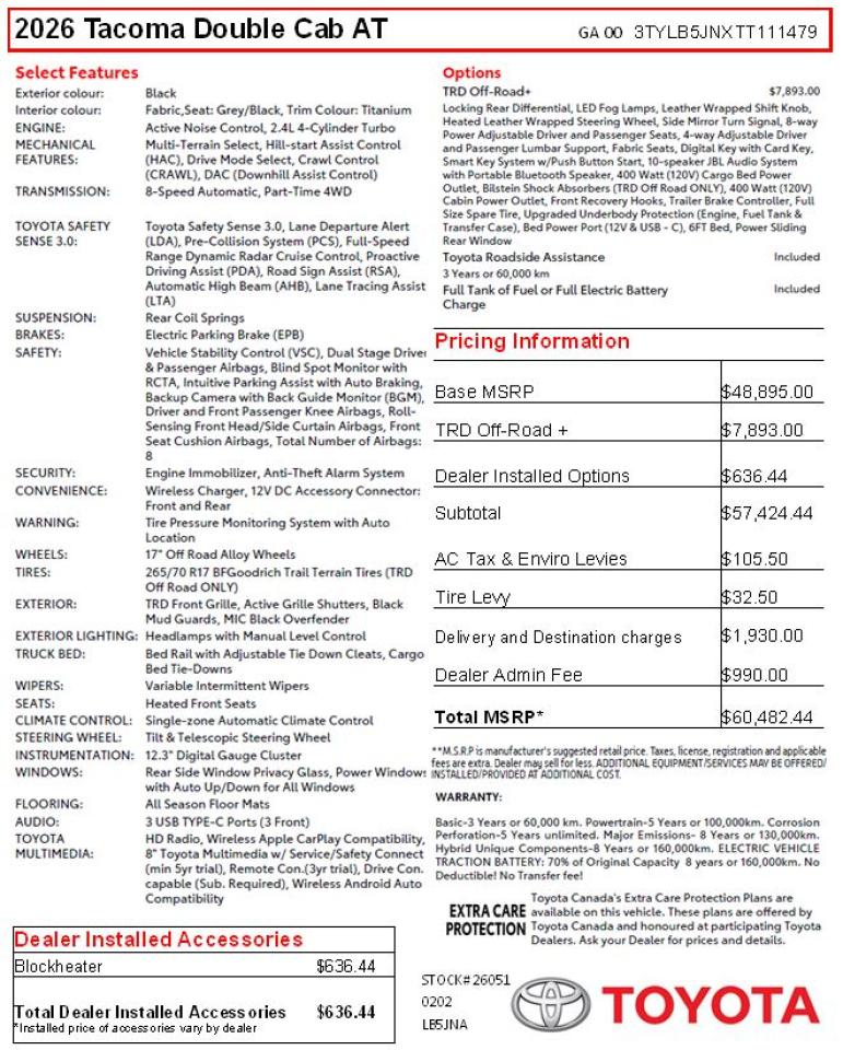 2026 Toyota Tacoma TRD Offroad + Photo2