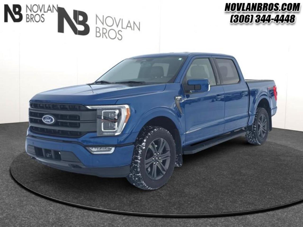 <b>Low Mileage, Navigation, Heated Seats, Leather Interior, Reverse Sense System, Rear View Camera!</b><br> <br> Check out our great inventory of pre-owned vehicles at Novlan Brothers!<br> <br>  This Ford F-150 is arguably the most capable truck in the class, and it features a spacious, comfortable interior. This 2023 Ford F-150 is fresh on our lot in Paradise Hill. <br> <br>The perfect truck for work or play, this versatile Ford F-150 gives you the power you need, the features you want, and the style you crave! With high-strength, military-grade aluminum construction, this F-150 cuts the weight without sacrificing toughness. The interior design is first class, with simple to read text, easy to push buttons and plenty of outward visibility. With productivity at the forefront of design, the F-150 makes use of every single component was built to get the job done right!This low mileage  Crew Cab 4X4 pickup  has just 28,858 kms. Its Blue in colour. It has a 10 Speed Automatic transmission and is powered by a  400HP 5.0L 8 Cylinder Engine. <br> <br> Our F-150s trim level is Lariat. This luxurious Ford F-150 Lariat comes loaded with premium features such as leather heated and cooled seats, body colored exterior accents, a proximity key with push button start and smart device remote start, pro trailer backup assist and Ford Co-Pilot360 that features lane keep assist, blind spot detection, pre-collision assist with automatic emergency braking and rear parking sensors. Enhanced features also includes unique aluminum wheels, SYNC 4 with enhanced voice recognition featuring connected navigation, Apple CarPlay and Android Auto, FordPass Connect 4G LTE, power adjustable pedals, a powerful Bang & Olufsen audio system with SiriusXM radio, cargo box lights, dual zone climate control and a handy rear view camera to help when backing out of tight spaces. This vehicle has been upgraded with the following features: Navigation, Heated Seats, Leather Interior, Reverse Sense System, Rear View Camera, Remote Engine Start, Alloy Wheels. <br> To view the original window sticker for this vehicle view this <a href=http://www.windowsticker.forddirect.com/windowsticker.pdf?vin=1FTFW1E54PKD77996 target=_blank>http://www.windowsticker.forddirect.com/windowsticker.pdf?vin=1FTFW1E54PKD77996</a>. <br/><br> <br>To apply right now for financing use this link: <a href=http://novlanbros.com/credit/ target=_blank>http://novlanbros.com/credit/</a><br><br> <br/><br>The Novlan family is owned and operated by a third generation and committed to the values inherent from our humble beginnings.<br> Come by and check out our fleet of 30+ used cars and trucks and 60+ new cars and trucks for sale in Paradise Hill.  o~o