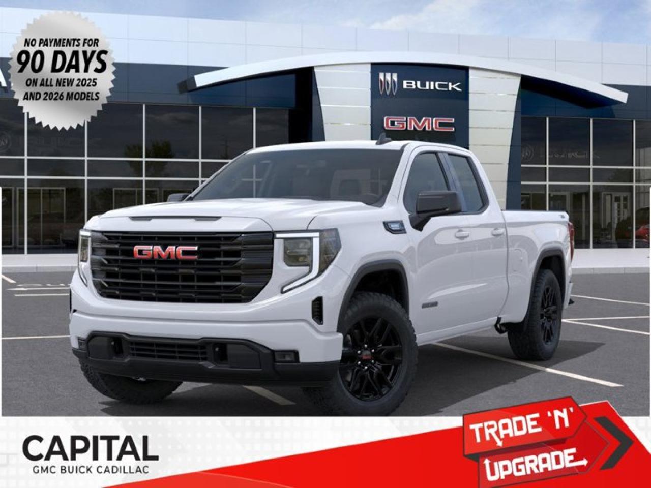 This 2026 GMC Sierra 1500 in Summit White is equipped with 4WD and Turbocharged Diesel I6 3.0L/183 engine.The Next Generation Sierra redefines what it means to drive a pickup. The redesigned for 2019 Sierra 1500 boasts all-new proportions with a larger cargo box and cabin. It also shaves weight over the 2018 model through the use of a lighter boxed steel frame and extensive use of aluminum in the hood, tailgate, and doors.To help improve the hitching and towing experience, the available ProGrade Trailering System combines intelligent technologies to offer an in-vehicle Trailering App, a companion to trailering features in the myGMC app and multiple high-definition camera views.GMC has altered the pickup landscape with groundbreaking innovation that includes features such as available Rear Camera Mirror and available Multicolour Heads-Up Display that puts key vehicle information low on the windshield. Innovative safety features such as HD Surround Vision and Lane Change Alert with Side Blind Zone alert will also help you feel confident and in control in the Next Generation Seirra.Key features of the Sierra Elevation include: Monochromatic look with black grille and vertical recovery hooks, 20 gloss black painted-aluminum wheels, Available x31 Off-Road package with integrated dual exhaust and all-terrain tires, Keyless open and start, and LED cargo box lighting.Check out this vehicles pictures, features, options and specs, and let us know if you have any questions. Helping find the perfect vehicle FOR YOU is our only priority.P.S...Sometimes texting is easier. Text (or call) 306-801-9090 for fast answers at your fingertips!Dealer License #914248Disclaimer: All prices are plus taxes & fees. See dealer for Details. Dealer Permit # 914248 See dealer for Details.