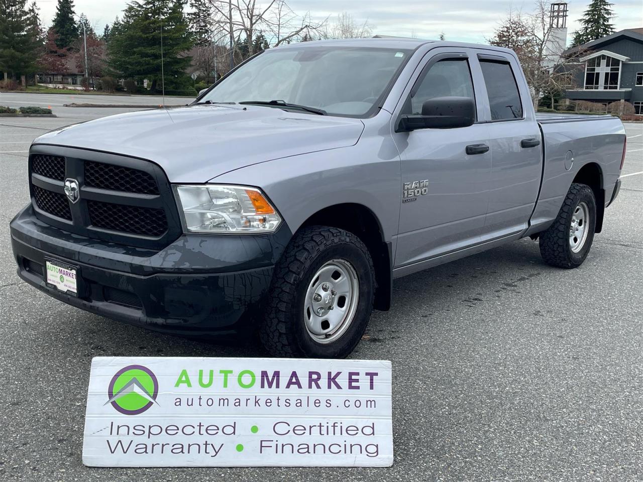 LOCAL TRUCK, NO ACCIDENT CLAIMS, NEW BRAKES FRONT & REAR, 4X4, PENTASTAR V6, FULLY INSPECTED, FREE WARRANTY AND GREAT FINANCING OPTIONS!<br /><br />Welcome to the Automarket, your community financing dealership of "YES". We are featuring an extremely clean and well serviced Ram 1500 Classic 4x4 with the bullett proof Pentastar V6, A/c All Power Features, Tri fold Tonnea cover and more.<br /><br />Having been fully inspected, we know that the Brakes are Brand new on the front and the rear and the tires are A/T's with 60% Tread Life both on the front and the rear. We have also tested the coolant and the battery as well as changed the oil and fully detailed the vehicle for your enjoyment and peace of mind.<br /><br />2 LOCATIONS TO SERVE YOU, BE SURE TO CALL FIRST TO CONFIRM WHERE THE VEHICLE IS PARKED<br />WHITE ROCK 604-542-4970 LANGLEY 604-533-1310 OWNER'S CELL 604-649-0565<br /><br />We are a family owned and operated business since 1983 and we are committed to offering outstanding vehicles backed by exceptional customer service, now and in the future.<br />What ever your specific needs may be, we will custom tailor your purchase exactly how you want or need it to be. All you have to do is give us a call and we will happily walk you through all the steps with no stress and no pressure.<br />WE ARE THE HOUSE OF YES?<br />ADDITIONAL BENFITS WHEN BUYING FROM SK AUTOMARKET:<br />ON SITE FINANCING THROUGH OUR 17 AFFILIATED BANKS AND VEHICLE FINANCE COMPANIES<br />IN HOUSE LEASE TO OWN PROGRAM.<br />EVRY VEHICLE HAS UNDERGONE A 120 POINT COMPREHENSIVE INSPECTION<br />EVERY PURCHASE INCLUDES A FREE POWERTRAIN WARRANTY<br />EVERY VEHICLE INCLUDES A CARFAX AND ICBC DAMAGE REPORT<br />EVERY VEHICLE IS GUARANTEED LIEN FREE<br />DISCOUNTED RATES ON PARTS AND SERVICE FOR YOUR NEW CAR AND ANY OTHER FAMILY CARS THAT NEED WORK NOW AND IN THE FUTURE.<br />36 YEARS IN THE VEHICLE SALES INDUSTRY<br />A+++ MEMBER OF THE BETTER BUSINESS BUREAU<br />RATED TOP DEALER BY CARGURUS 2 YEARS IN A ROW<br />MEMBER IN GOOD STANDING WITH THE VEHICLE SALES AUTHORITY OF BRITISH COLUMBIA<br />MEMBER OF THE AUTOMOTIVE RETAILERS ASSOCIATION<br />COMMITTED CONTRIBUTER TO OUR LOCAL COMMUNITY AND THE RESIDENTS OF BC<br /><br /> This vehicle has been Fully Inspected, Certified and Qualifies for Our Free Extended Warranty.Don't forget to ask about our Great Finance and Lease Rates. We also have a Options for Buy Here Pay Here and Lease to Own for Good Customers in Bad Situations. 2 locations to help you, White Rock and Langley. Be sure to call before you come to confirm the vehicles location and availability or look us up at www.automarketsales.com. White Rock 604-542-4970 and Langley 604-533-1310. Serving Surrey, Delta, Langley, Richmond, Vancouver, all of BC and western Canada. Financing & leasing available. CALL SK AUTOMARKET LTD. 6045424970. Call us toll-free at 1 877 813-6807. $999 Documentation fee (negotiable) and applicable taxes are in addition to advertised prices. LANGLEY LOCATION DEALER# 40038 S. SURREY LOCATION DEALER #9987<br />