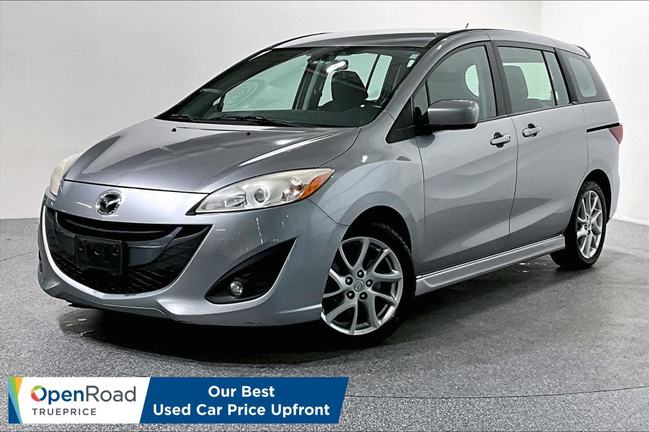 2012 Mazda5 GT | Sporty, Practical & Family-Friendly The 2012 Mazda5 GT is the perfect blend of sporty driving dynamics and everyday practicality. Designed with Mazda&rsquo;s signature &ldquo;zoom-zoom&rdquo; feel, this compact 6-passenger vehicle drives more like a car than a minivan&mdash;without sacrificing space or versatility. The GT trim adds premium comfort and convenience features, making it an excellent choice for families, commuters, or anyone who needs extra room without going full-size. Key Features:   2.5L 4-cylinder engine with smooth, responsive performance   GT Package with leather seating   Power sliding rear doors for easy access   Heated front seats   Bluetooth connectivity for hands-free calling   Steering wheel&ndash;mounted audio controls   Alloy wheels   Flexible seating with room for passengers or cargo   Well cared for and built with Mazda reliability, this Mazda5 GT is a smart, affordable alternative to larger SUVs and minivans. Come see it today at OpenRoad Mazda Port Moody or contact us to book your test drive. Practical doesn&rsquo;t have to be boring&mdash;this Mazda5 proves it. ???