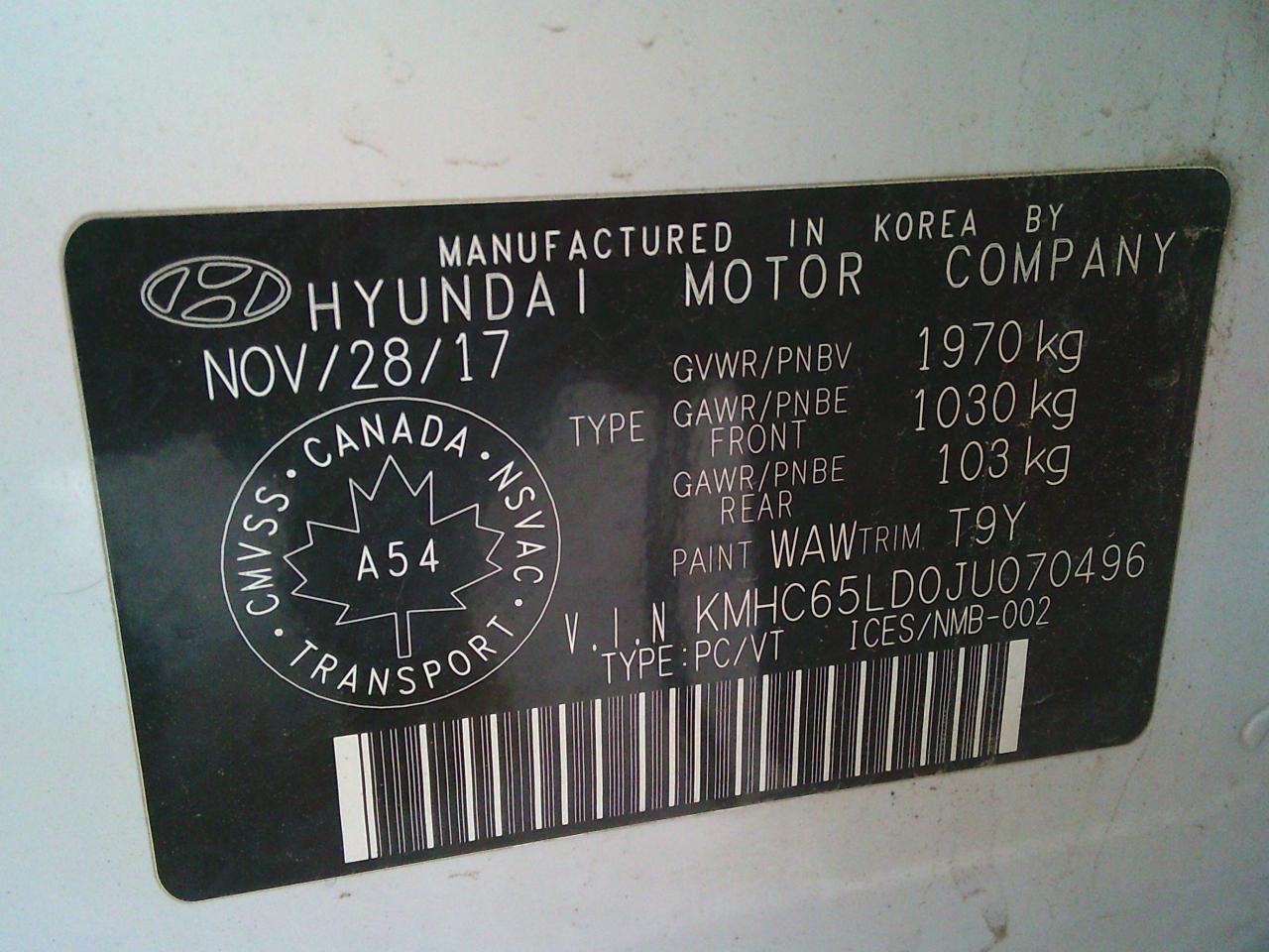 2018 Hyundai IONIQ Electric Plus SE Hatchback Photo