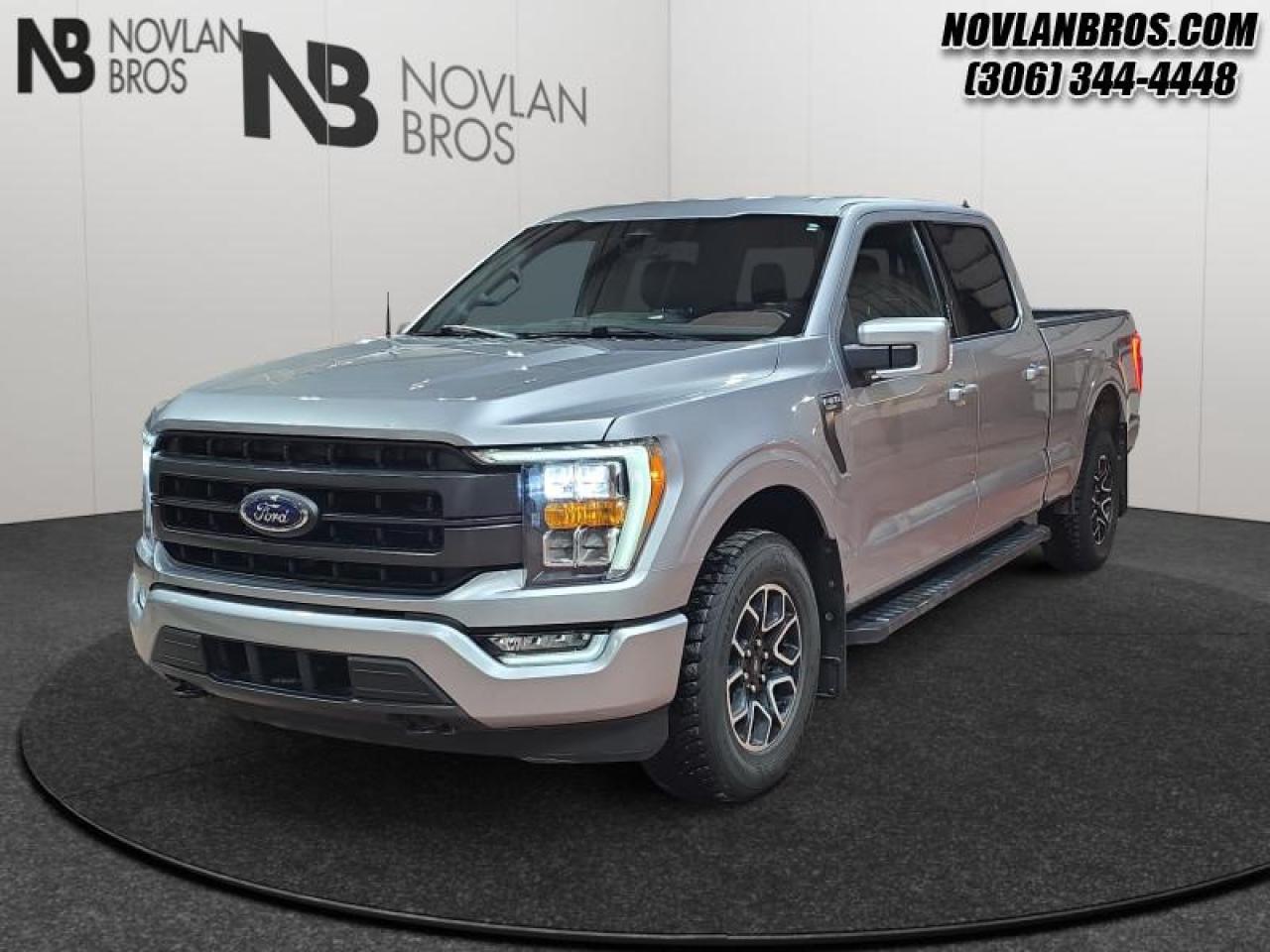 <b>Heated Seats, Leather Interior, Remote Engine Start, Rear View Camera, Reverse Sense System!</b><br> <br> Check out our great inventory of pre-owned vehicles at Novlan Brothers!<br> <br>Smart engineering, impressive tech, and rugged styling make the F-150 hard to pass up. This 2022 Ford F-150 is fresh on our lot in Paradise Hill. <br> <br>The perfect truck for work or play, this versatile Ford F-150 gives you the power you need, the features you want, and the style you crave! With high-strength, military-grade aluminum construction, this F-150 cuts the weight without sacrificing toughness. The interior design is first class, with simple to read text, easy to push buttons and plenty of outward visibility. With productivity at the forefront of design, the F-150 makes use of every single component was built to get the job done right! This Crew Cab 4X4 pickup has 135,909 km. Its Iconic Silver Metallic in colour and is completely accident free based on the <a href=https://vhr.carfax.ca/?id=wogoXjHwVLOFwhsYCN+Mou24ACt1CbCe target=_blank>CARFAX Report</a>. It has a 10 Speed Automatic transmission and is powered by a 400HP 3.5L V6 Cylinder Engine. <br> <br> Our F-150s trim level is Lariat. This luxurious Ford F-150 Lariat comes loaded with premium features such as leather heated and cooled seats, body coloured exterior accents, a proximity key with push button start and smart device remote start, pro trailer backup assist and Ford Co-Pilot360 that features lane keep assist, blind spot detection, pre-collision assist with automatic emergency braking and rear parking sensors. Enhanced features also includes unique aluminum wheels, SYNC 4 with enhanced voice recognition featuring connected navigation, Apple CarPlay and Android Auto, FordPass Connect 4G LTE, power adjustable pedals, a powerful Bang & Olufsen audio system with SiriusXM radio, cargo box lights, dual zone climate control and a handy rear view camera to help when backing out of tight spaces. This vehicle has been upgraded with the following features: Heated Seats, Leather Interior, Remote Engine Start, Rear View Camera, Reverse Sense System, Bucket Seats, Fog Lights.<br> To view the original window sticker for this vehicle view this <a href=http://www.windowsticker.forddirect.com/windowsticker.pdf?vin=1FTFW1E83NFA82548 target=_blank>http://www.windowsticker.forddirect.com/windowsticker.pdf?vin=1FTFW1E83NFA82548</a>. <br/><br> <br>To apply right now for financing use this link: <a href=http://novlanbros.com/credit/ target=_blank>http://novlanbros.com/credit/</a><br><br> <br/><br>The Novlan family is owned and operated by a third generation and committed to the values inherent from our humble beginnings.<br> Come by and check out our fleet of 20+ used cars and trucks and 50+ new cars and trucks for sale in Paradise Hill.  o~o