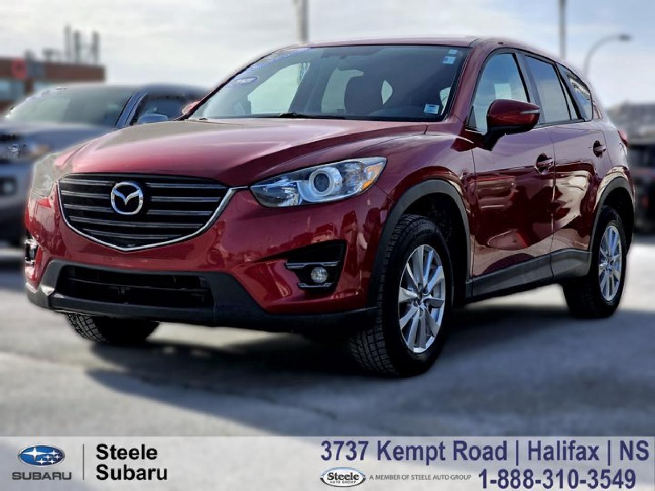 **2016 Mazda CX5 GS AWD Heated Seats | Sunroof | Backup Camera | MVI Only**The 2016 Mazda CX5 GS is the kind of SUV that fits effortlessly into daily life easy to drive, stylish on the streets of Halifax, and ready for weekend adventures across Nova Scotia. Its blend of comfort, capability, and Mazdas signature driving feel makes every trip a little more enjoyable.Powered by a 2.5L SKYACTIVG engine and paired with a smooth 6speed automatic transmission, this All-Wheel Drive CX5 delivers confident traction and a responsive, engaging drive. The GS trim adds elevated comfort features, modern tech, and a well-rounded interior designed to keep you comfortable in every season.### Performance & Safety- 2.5L SKYACTIVG 4cylinder engine- All-Wheel Drive- 6speed SKYACTIV-Drive automatic transmission with manual mode- Dynamic Stability Control & Traction Control- Blind Spot Monitoring with Rear Cross Traffic Alert- Rearview camera- Advanced front, side, and curtain airbags- 4wheel disc brakes with ABS- Hill Launch Assist### Comfort & Tech- Heated front seats- Power sunroof- 7 Mazda Connect touchscreen display- Bluetooth handsfree calling and audio- HD Radio & USB inputs- Dua-lzone automatic climate control- Leather-wrapped steering wheel and shift knob- Pushbutton start- Premium cloth upholstery- Power-adjustable heated side mirrors- Remote keyless entryContact Steele Subaru in Halifax today to schedule your test drive and explore the value this CX5 offers.**MVI ONLY**This vehicle is part of our MVI Only Used Cars inventory an affordable option for buyers who dont mind a little elbow grease. Like a fixer-upper home, these vehicles might need some TLC after purchase, but theyve all been fully inspected and come with a valid 2-year Nova Scotia Motor Vehicle Inspection (MVI). A copy of the inspection report and a list of any recommended or required work will be provided. We also include a Carfax Vehicle History Report for full transparency. These vehicles are priced for immediate sale and offer a great opportunity for the right buyer to get on the road at a budget-friendly price.**Disclaimer:** While every effort has been made to identify and disclose known or visible issues during our inspection process, additional repairs may be required. Symptoms such as warning lights, abnormal noises (including squeaks, rattles, or whines), or performance concerns may require further diagnosis. Please note that sealed components such as engines, transmissions, and clutches are not dismantled or internally inspected. It is the sole responsibility of the purchaser to address any repairs or maintenance needs beyond those required to meet the standards of a valid Nova Scotia Motor Vehicle Inspection (MVI). We also recommend that purchasers obtain an independent inspection of the vehicle prior to purchase.All Wheel Drive, Alloy wheels, AM/FM radio, Dual front impact airbags, Dual front side impact airbags, Electronic Stability Control, Exterior Parking Camera Rear, Front Heated Seats, Fully automatic headlights, Leather Seating Surfaces, Luxury Package, Package AB50 w/Luxury Package, Power moonroof, Radio: AM/FM/HD/ETR CD Player w/6 Speakers, Steering wheel mounted audio controls.