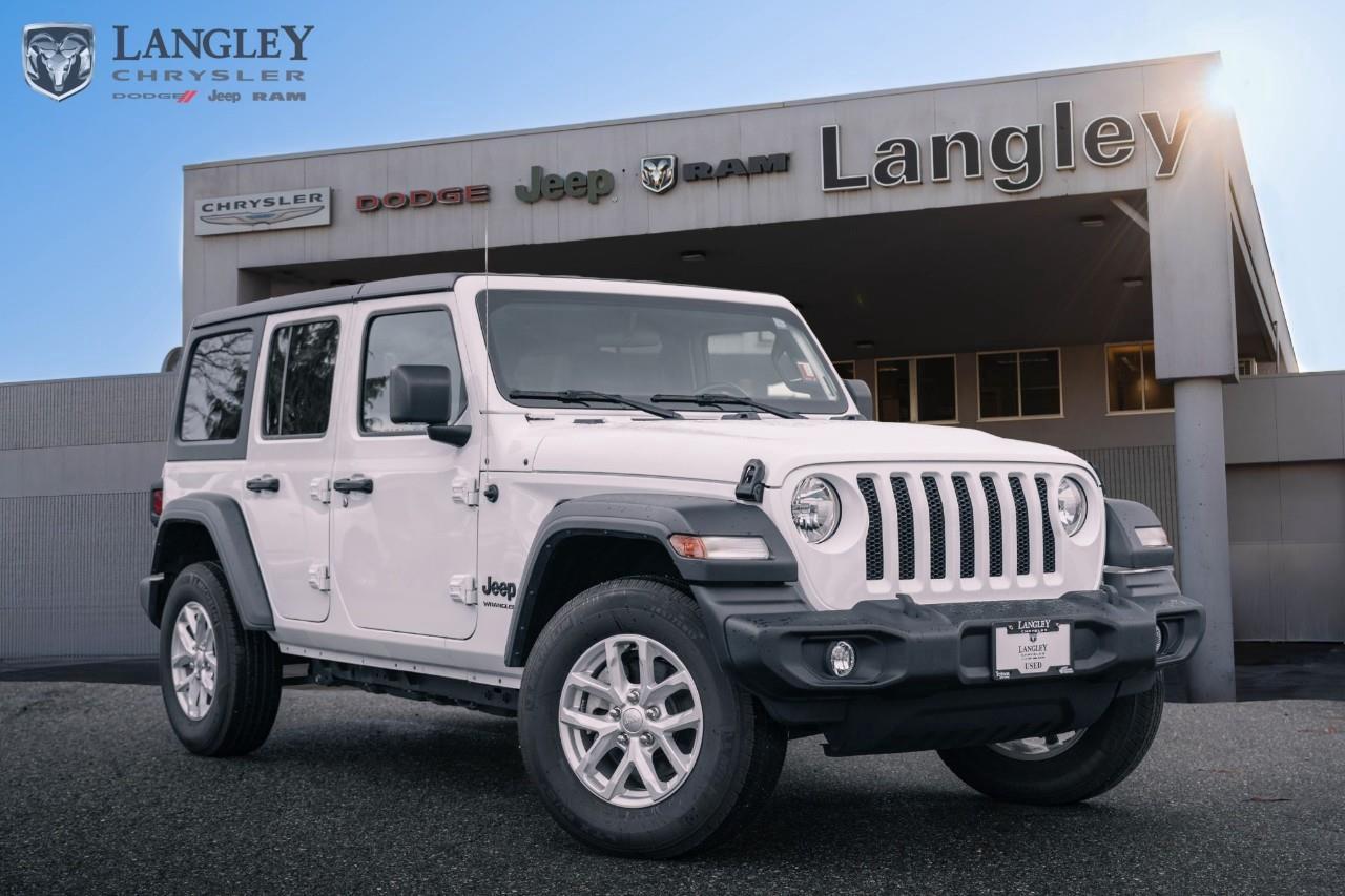 <p><strong>2023 JEEP WRANGLER SPORT S 4 DOOR 4X4</strong></p><p>Summary: The ultimate open-air adventurer, combining iconic off-road capability with modern interior comforts for every journey.</p><ul><li><p><strong>Engine</strong>: 3.6L Pentastar V6 with Engine Stop/Start</p></li><li><p><strong>Horsepower</strong>: 285 hp</p></li><li><p><strong>Torque</strong>: 260 lb-ft</p></li><li><p><strong>Max Towing</strong>: Up to 3,500 lbs</p></li><li><p><strong>Drivetrain</strong>: Standard 4x4 / Four-Wheel Drive</p></li></ul><p>Come book a test drive at Langley Chrysler, conveniently located in Langley, British Columbia.</p>

<p>*All prices plus applicable taxes, applicable environmental recovery charges, documentation of $599 and full tank of fuel surcharge of $76 if a full tank is chosen. <br />Other protection items available that are not included in the above price:<br />Tire & Rim Protection and Key fob insurance starting from $599<br />Service contracts (extended warranties) for coverage up to 7 years and 200,000 kms starting from $599<br />Custom vehicle accessory packages, mudflaps and deflectors, tire and rim packages, lift kits, exhaust kits and tonneau covers, canopies and much more that can be added to your payment at time of purchase<br />Undercoating, rust modules, and full protection packages starting from $199<br />Financing Fee of $500 when applicable<br />Flexible life, disability and critical illness insurances to protect portions of or the entire length of vehicle loan</p>