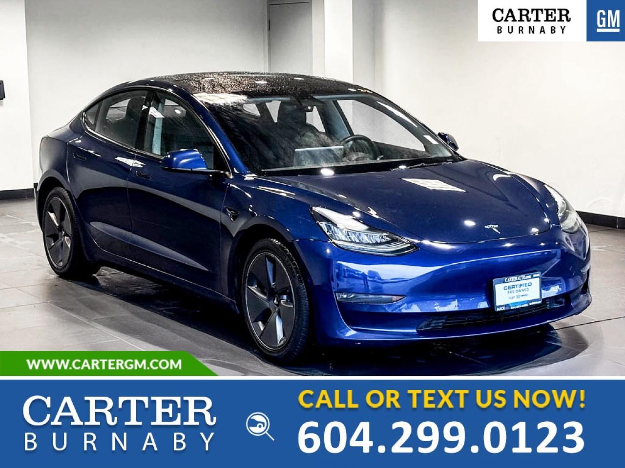 ONE OWNER
Experience cutting-edge performance and refined comfort in this 2022 Tesla Model 3 Long Range AWD. Designed for confidence in all conditions, it features power heated auto-dimming mirrors, rain-sensing wipers, and sleek aluminum and genuine wood interior accents. Enjoy intuitive tech with a front LCD monitor, real-time traffic display, and power seats. Advanced safety shines with blind spot monitoring, driver monitoring alerts, rear collision warning, and a full multi-camera system. Efficient, responsive, and unmistakably modern.

Come take it for a test drive today and experience all this stylish vehicle has to offer!

WHY CARTER GM BURNABY?

- An unrivalled vehicle purchasing experience!
- Exceeding our loyal customers expectations since 1963
- 4.5 Google star rating (with 2,175+ customer reviews)
- Cargurus Top-rated Dealer 2025 Award
- Cargurus Top Value Dealer 2025 Award
- Peace of mind - 150-point vehicle inspection
- CARFAX - full vehicle service history - purchase with confidence!
- Vehicle trades welcome! Best price guaranteed!
- We provide upfront pricing, zero hidden fees, and 100% transparency
- Fast approvals and 99% acceptance rates (no matter your current credit status!)
- Multilingual staff (many languages spoken)
- Comfortable non-pressured environment with in-store television, WIFI and a childrens play area!
- In-store restaurant: fresh daily menu





Were here to help you drive the vehicle you want, the vehicle you deserve!
QUESTIONS? GREAT! WEVE GOT ANSWERS!
To speak with a friendly vehicle specialist - CALL NOW!
(Doc. Fee: $495.00 Dealer Code: D5505)