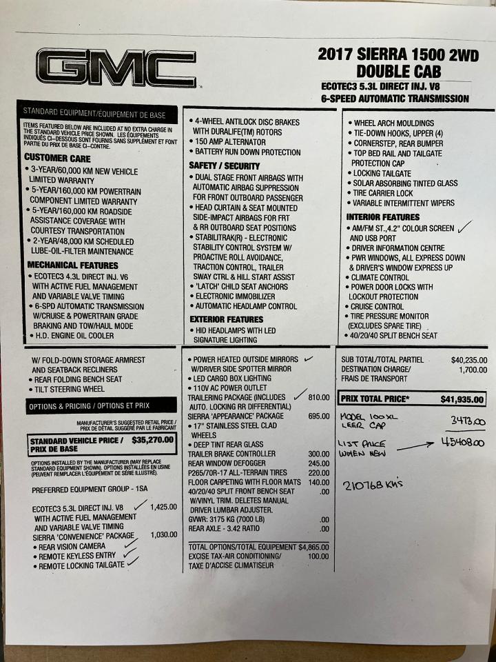 2017 GMC Sierra 1500 2WD Double Cab 143.5" with Matching Leer Cab Photo