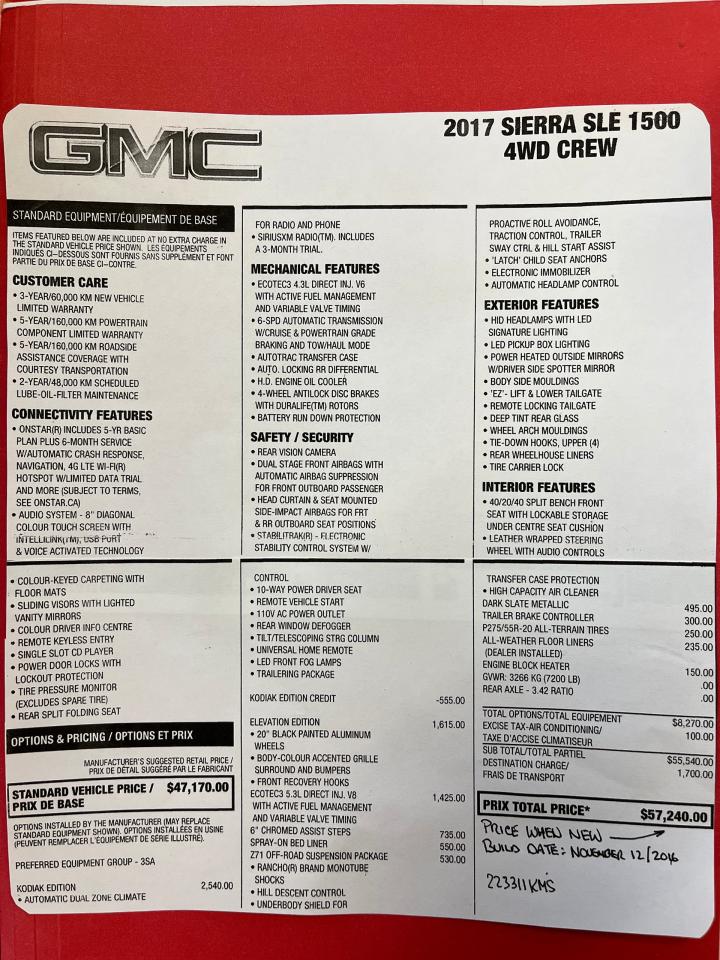 2017 GMC Sierra 1500 SLE ELEVATION Z71 CREW 4X4 Photo