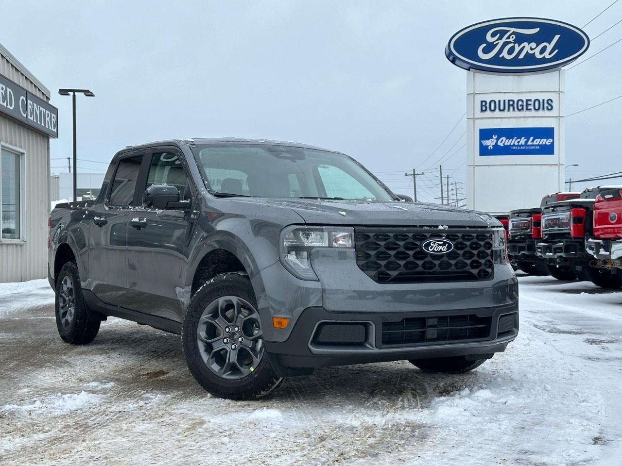 <p>The 2026 Ford Maverick XLT in a stunning gray finish with AWD offers impressive handling capabilities that will have you taking on the road with confidence. With its tasteful combination of a rugged truck body type and modern design, this Maverick is perfect for those seeking both functionality and style. Its blue interior provides a refreshing and spacious environment, ideal for any journey.</p><p>Inside, you'll find a wealth of features designed to enhance every drive. The vehicle boasts a host of user-friendly technologies, such as SYNC 4 with Enhanced Voice Recognition and an impressive 13.2" LCD centre display. Whether you're navigating with Apple CarPlay, Android Auto, or tapping into SiriusXM's vast offerings with 360L, you'll stay connected and entertained. The wireless phone connection and dual USB ports (both type-C and type-A) ensure that all your devices remain operational and within reach.</p><p>Safety and convenience come standard with features like the backup camera, brake assist, lane assist, and a 911 Assist service. With innovative apps via AppLink and a digital owner's manual, everything you need is just a touch away. Keyless entry, power windows, and smart device integration are just a few more reasons you'll fall in love with this Maverick. Plus, its wi-fi hotspot ensures connectivity is achieved, no matter where you go.</p><p>Ideal for tech-savvy families and adventure enthusiasts alike, the Ford Maverick XLT is ready to become your ultimate companion on the road. Contact us today to learn more about this fantastic vehicle and how it can meet your needs.</p> <p><span style=color:rgb( 58 , 80 , 95 )>The discount shown on vehicle represents the </span><u>Cash Purchase</u><span style=color:rgb( 58 , 80 , 95 )> discount and is inclusive of all non-stackable and stackable cash purchase discounts from Ford of Canada and Bourgeois Motors Ltd. and is offered in lieu of sub-vented lease or finance rates. To get details on current discounts applicable to this and other vehicles in our inventory for Lease and Finance customer, see a member of our team. All offers for lease or finance are On Approved Credit (OAC).While every effort is made to ensure the accuracy of discounts and programs, programs are subject to change without notice </span><span style=color:rgb( 119 , 119 , 119 )>and may not be accurate or completely current. While every reasonable effort is made to ensure the accuracy of this data, we are not responsible for any errors or omissions contained on these pages.</span></p> <p><strong>Why Choose the Bourgeois Auto Group?</strong></p><p>For 80 years, Bourgeois Auto Group has been delivering exceptional automotive experiences. Our factor trained teams work to ensure you receive the shopping experience you deserve; whether you're looking for a new or new-to-you vehicle.</p><p>Shop 24/7 with our online showroom and chat service, ensuring convenience every step of the way. No hidden fees, full disclosure, and every pre-owned vehicle comes with a Carfax® report for peace of mind.</p><p>We offer a wide selection of pre-owned vehicles, all competitively priced using real-time market data. Get the best deal on your purchase and trade-in with our free Live Market Analysis report.</p><p>Looking to sell your car? We buy any make or modelno purchase required. Our simple to use online trade valuation tool will provide you with a clear, transparent selling experience whether you buy our car or not.</p><p>Backed by hundreds dedicated employees across 4 convenient locations, were here to meet all your automotive needs. Visit us in Midland or Parry Sound and explore our inventory or schedule your next service today.</p> <p><strong>Financing Your Next Vehicle with Bourgeois Motors Ford in Midland:</strong></p><p>At Bourgeois Motors Ford, we make financing your next vehicle simple and stress-free! Our team works with trusted lenders to find flexible options tailored to your budget. Drive away with confidenceapply today!</p><p>Take advantage of our online pre-qualification tool, backed by Equifax and TD Bank to find the payment that works for you. Simply <a href=https://www.bourgeoismotors.com/free-credit-check/ rel=nofollow><strong>CLICK HERE</strong></a><strong> </strong>to use our secure online credit tool with no impact to your credit.</p>