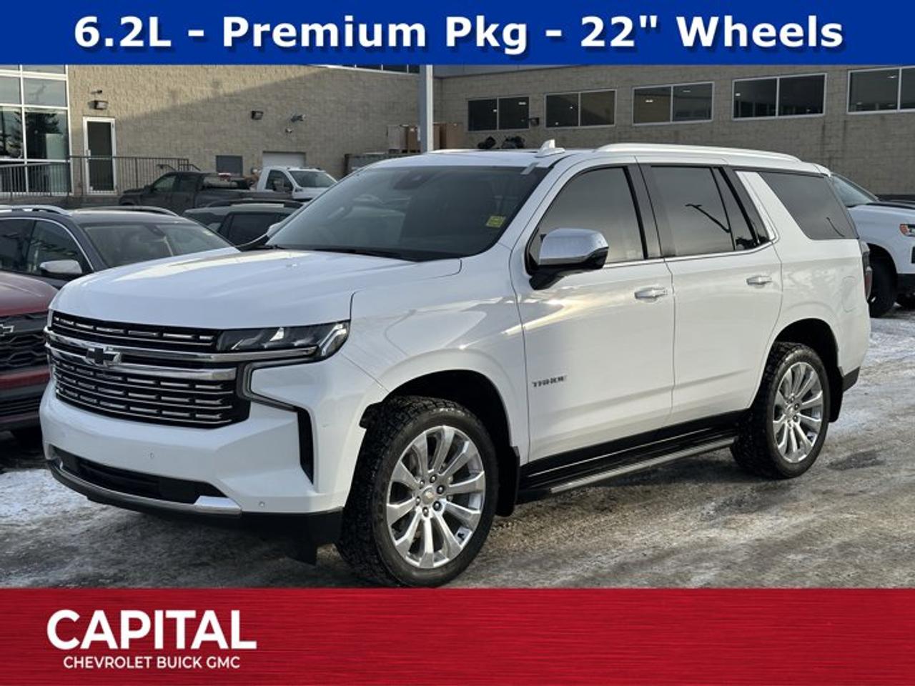 Recent Arrival!Ask for the Internet Department for more information or book your test drive today! Call 403-256-4960 for fast answers at your fingertips! Disclaimer: All prices are plus taxes. See dealer for details. AMVIC Licensed Dealer # B2020028.2023 Tahoe 10-Speed Automatic with Overdrive 4WD Tahoe Premier, EcoTec3 6.2L V8, Black Leather, 15 Diagonal Multi-Colour Head-Up Display, Adaptive Cruise Control, Advanced Trailering Package, Bose 10-Speaker Centerpoint Surround Audio Sys Ft, Dual-Pane Power Panoramic Sunroof, Enhanced Automatic Emergency Braking, Enhanced Display & Alert Package, HD Surround Vision, Heated Driver & Front Passenger Seats, Heated steering wheel, Hitch Guidance w/Hitch View, Inside Rearview Auto-Dimming Rear Camera Mirror, Integrated Trailer Brake Controller, Max Trailering Package, Premium Package, Rear Camera Mirror Washer, Rear Pedestrian Alert, Smart Trailer Integration Indicator, Trailer Side Blind Zone Alert, Wheels: 22 x 9 Polished Aluminum (RVA).